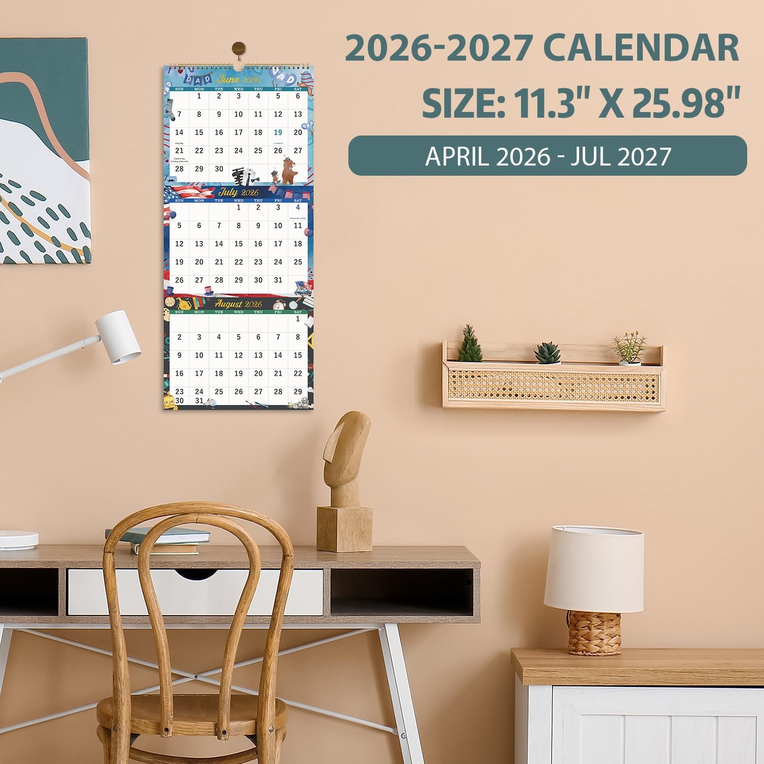 Calendar 2026-2027 – Wall 2026-2027, April 2026 – July Multicolored
