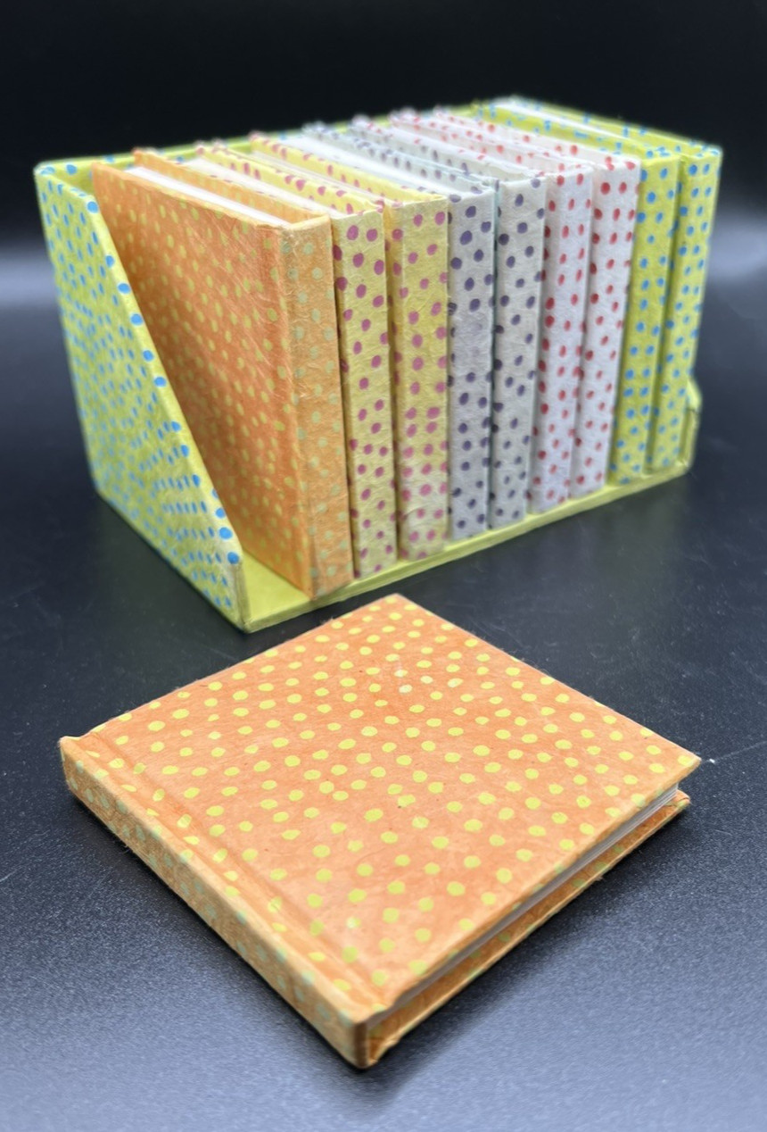 Mini Blank Journals, Set of 10, Each 3 inches square, Unused, Cute Polka Dots