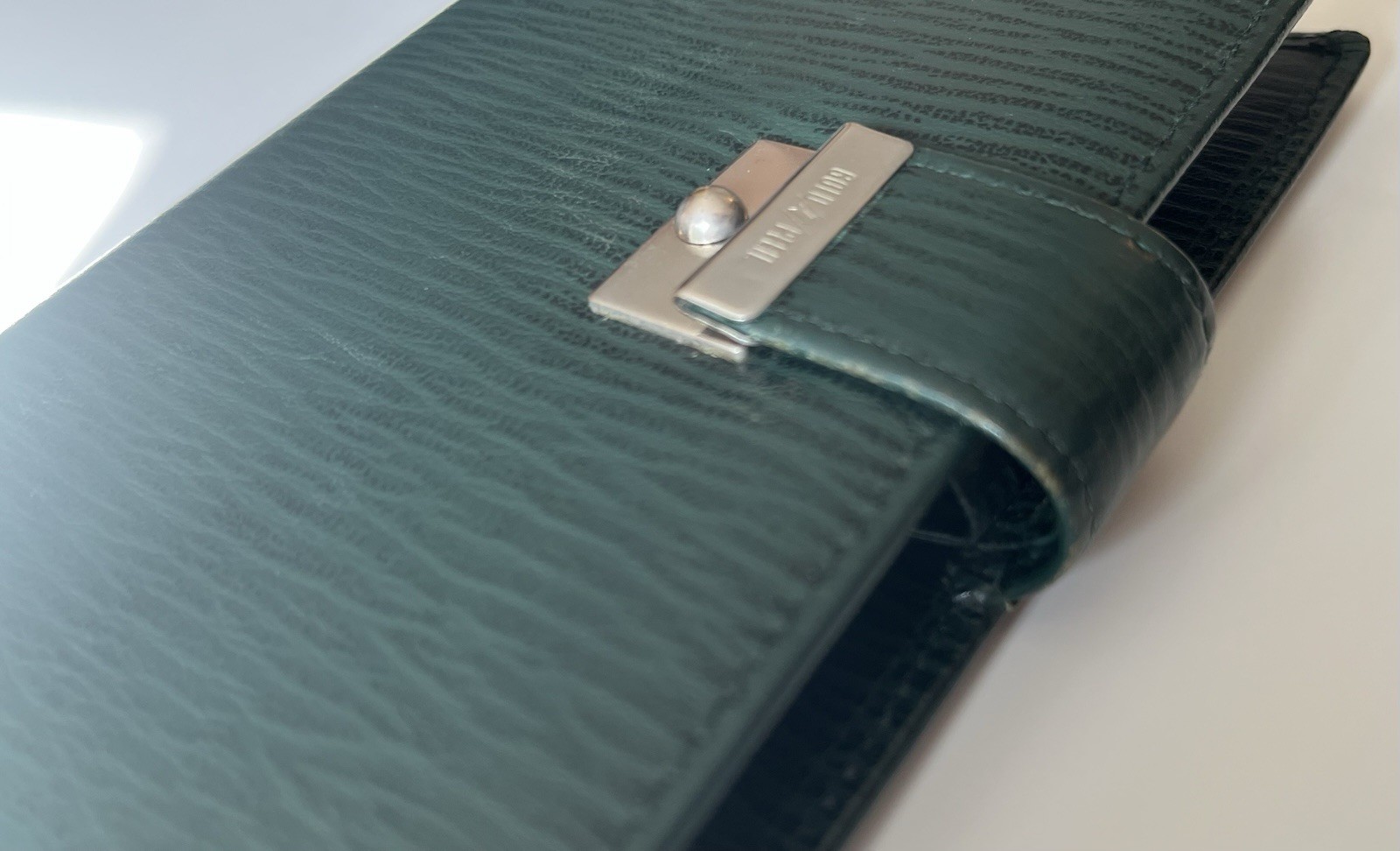 Gold Pfeil Organizer Wallet Notebook Filofax Pocket Size Green Leather/ Krause