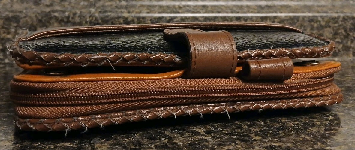 80’s 90’s Faux Leather Boho Color Block 6 Ring Planner Organizer w/ Wallet-8×6