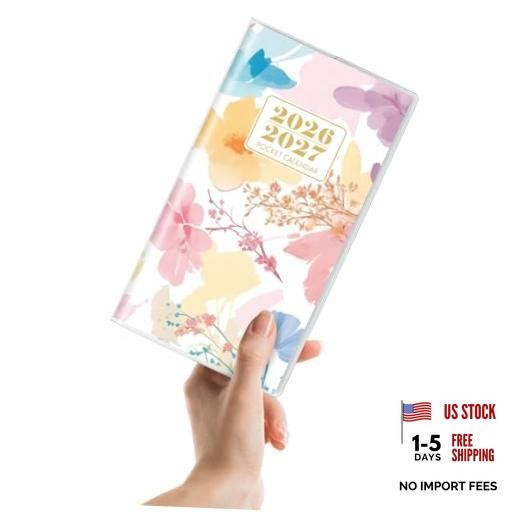 Pocket Calendar 2026-2027, Floral 2026-2027 Monthly Planner – Multi-colored