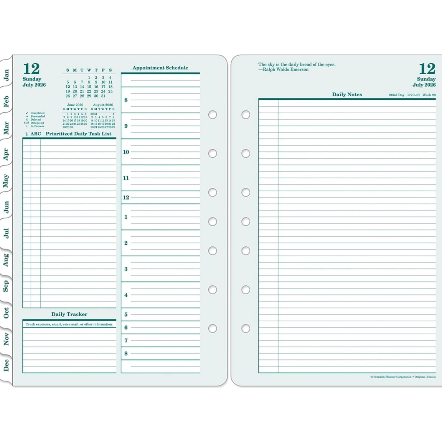 – Ring-Bound Planner Refill – Two Page Per Day Classic, Jul 2026 – Jun 2027