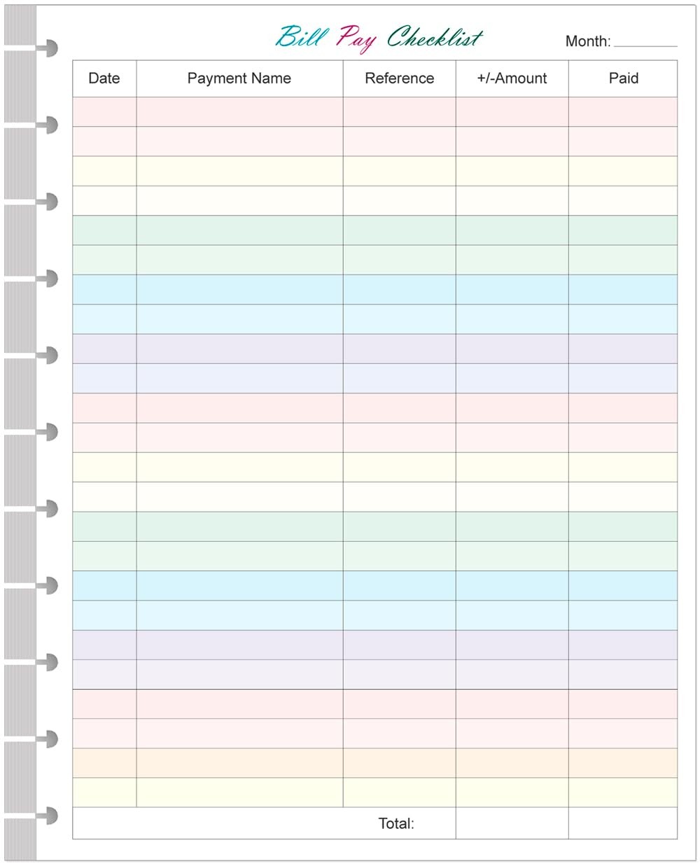 A4 TUL Bill Payment Checklist Refills – 50 Sheets/100 Pages Letter Size Month…