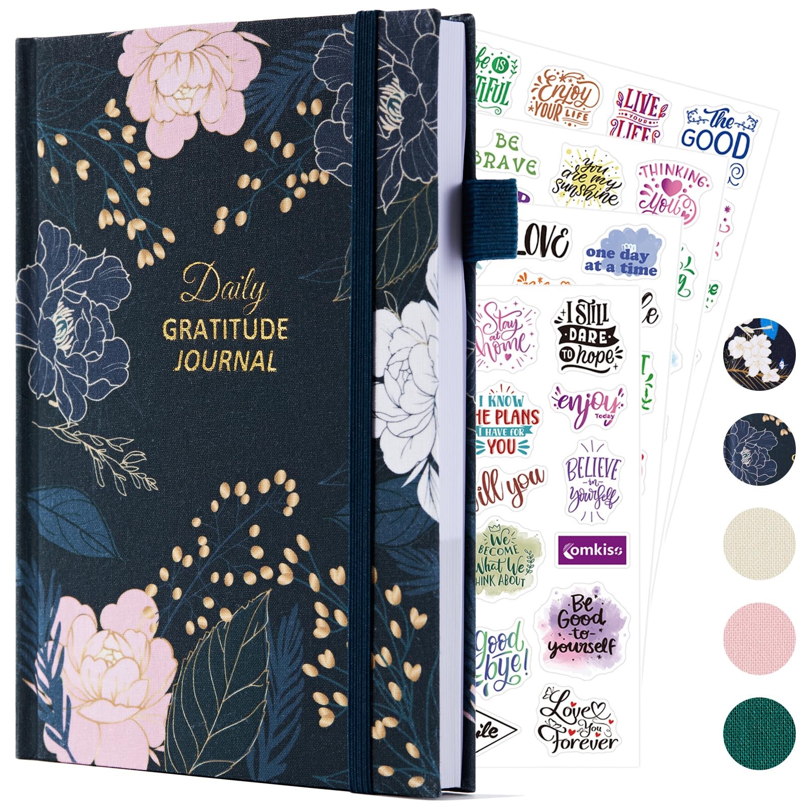 Comkiso Gratitude Journal with 4 Inspirational 5.3″ x 7.6″, D. Peony