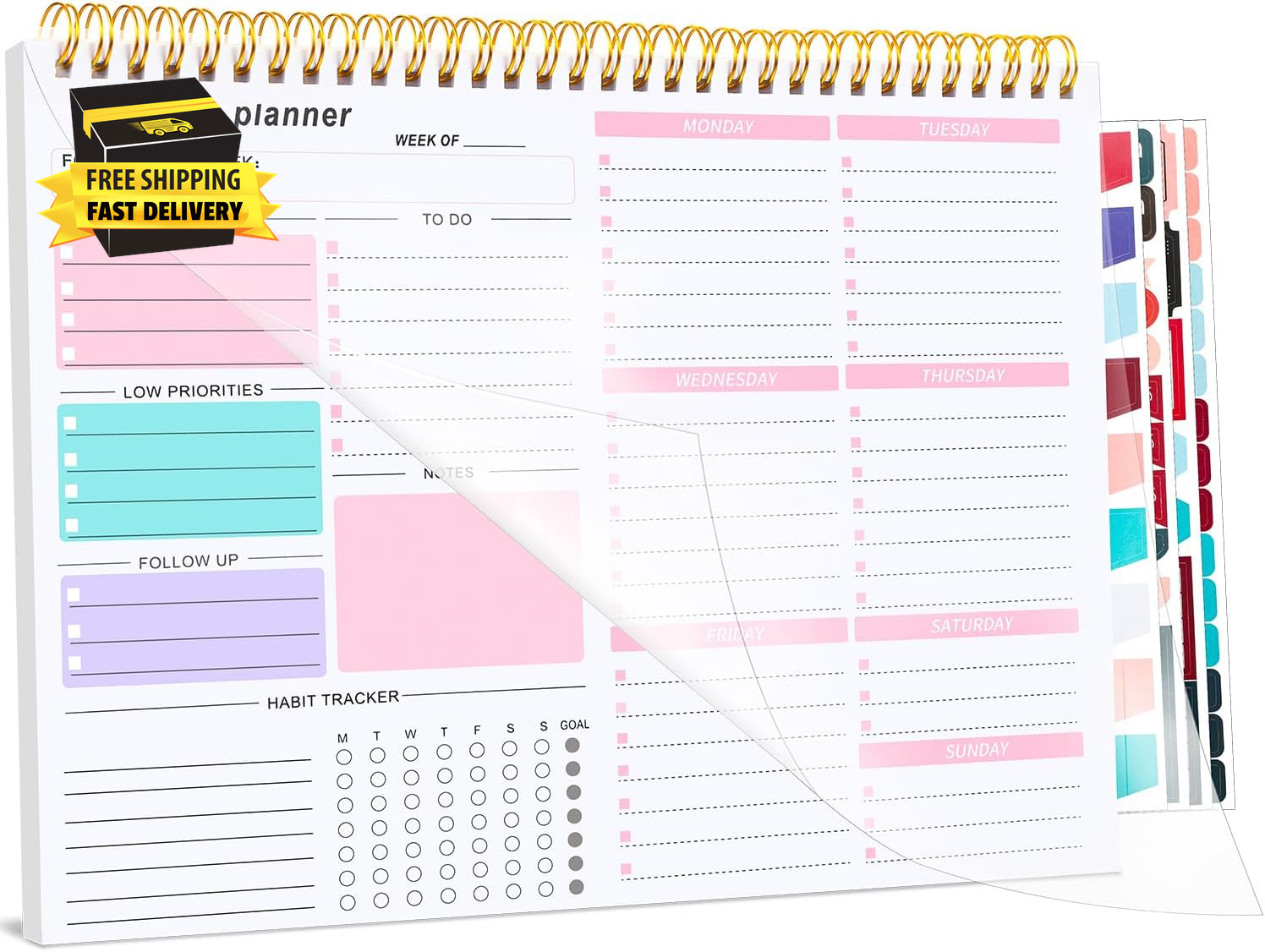 Weekly to Do List Notepad, 8.5”X11” Weekly Desk Planner with 52 Tear off Sheet