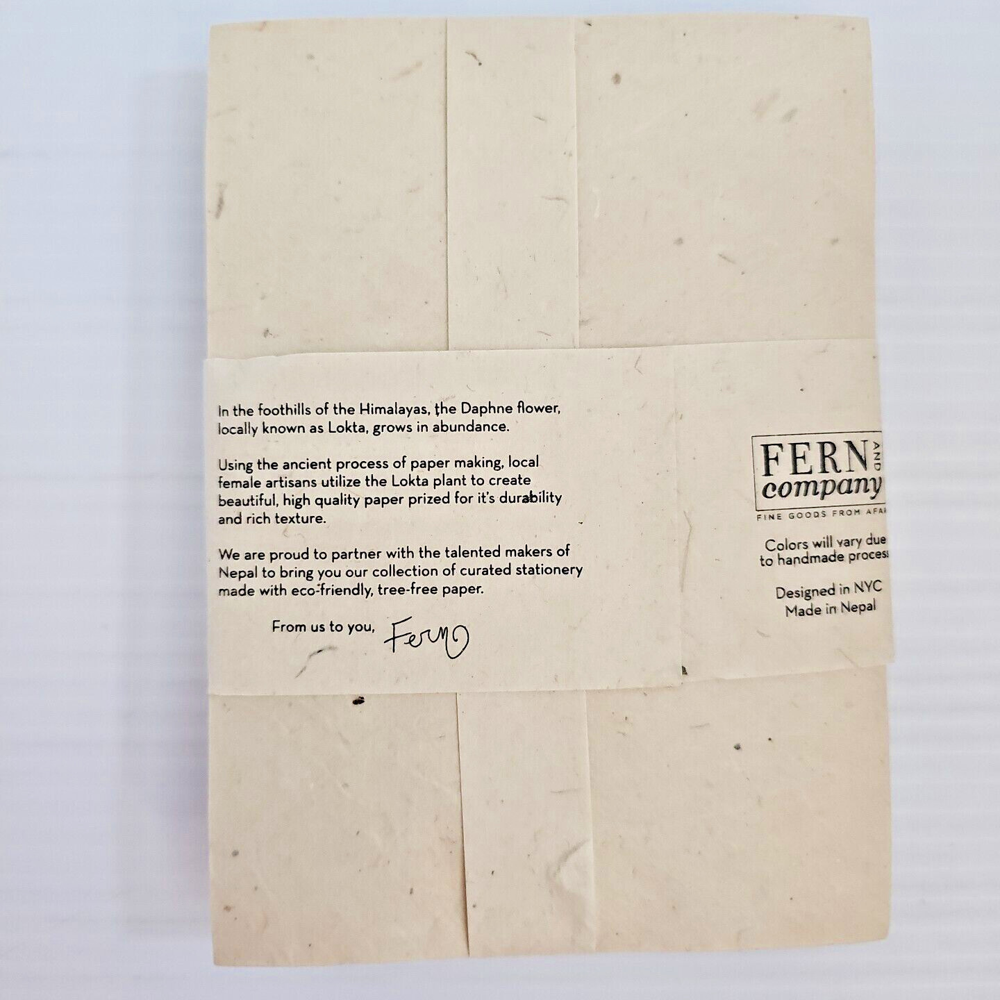 Handmade Paper Craftsmanship Card Set & Notebook Fern & Co, Woman-Owned in Nepal