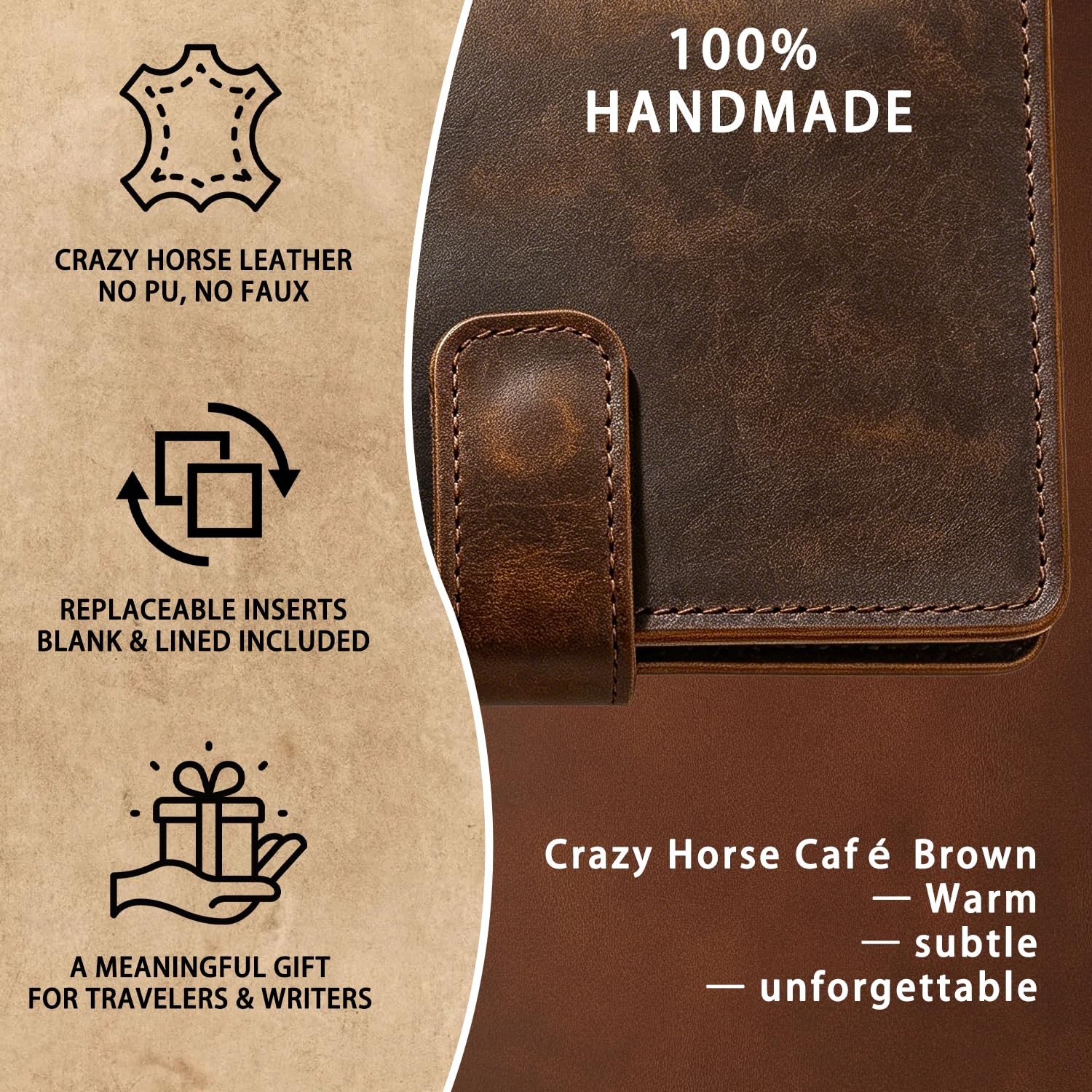 Genuine Leather Notebook Cover for Field Notes Moleskine Cahier, Handmade Vin…