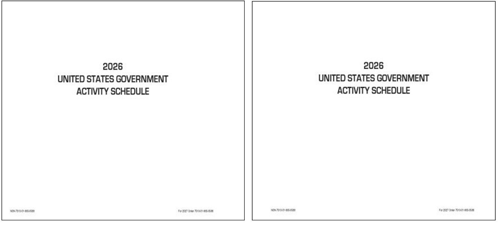 Unicor 2026 Fed Activity Schedule, Qty – 1 Individual