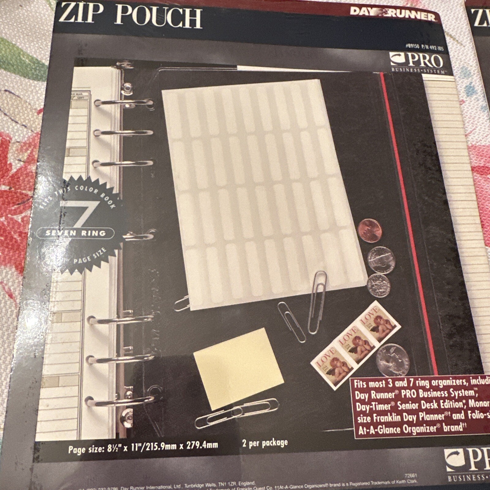 Day Runner Zip Pouch #8190 2 Per Pkg Page Size 8 1/2” X 11” New Lot Of 2