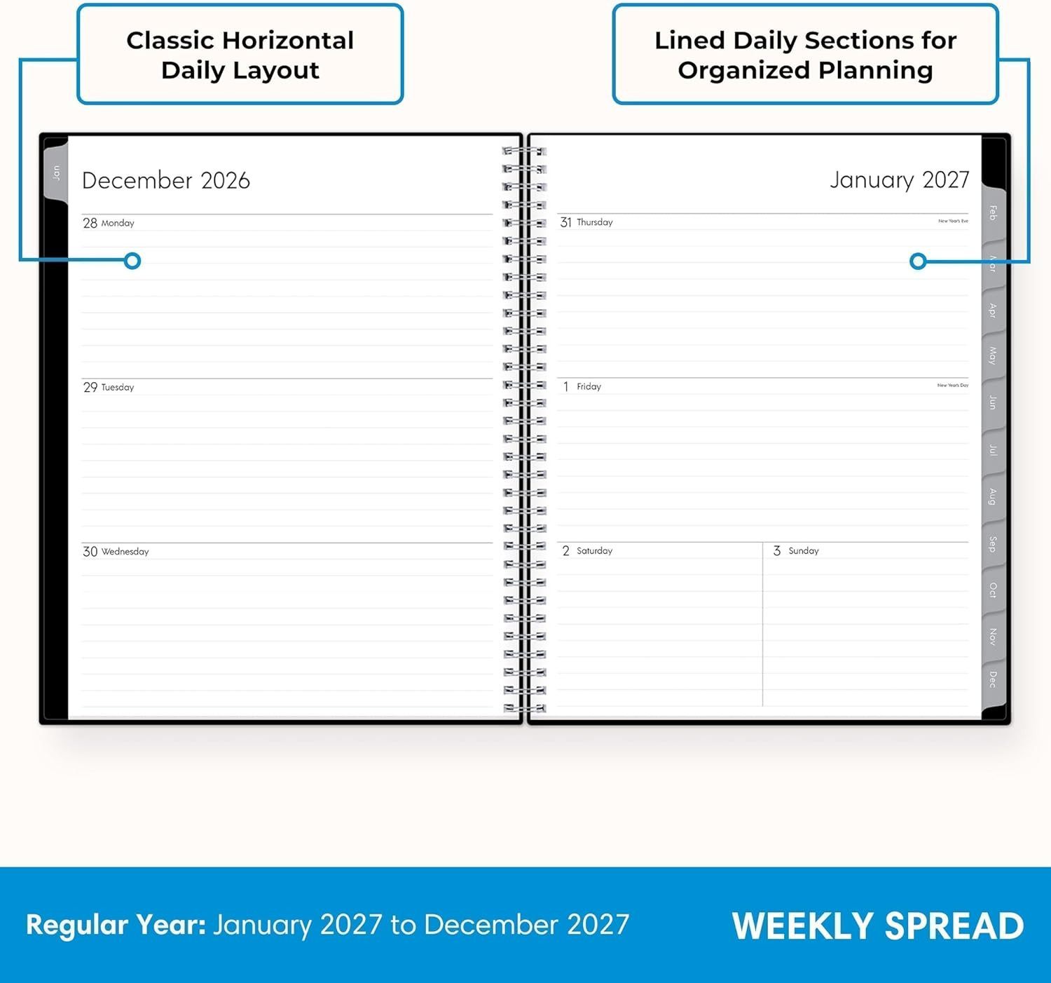 Blue Sky 2027 Weekly and Monthly Planner Calendar, Includes January 2027 – Decem