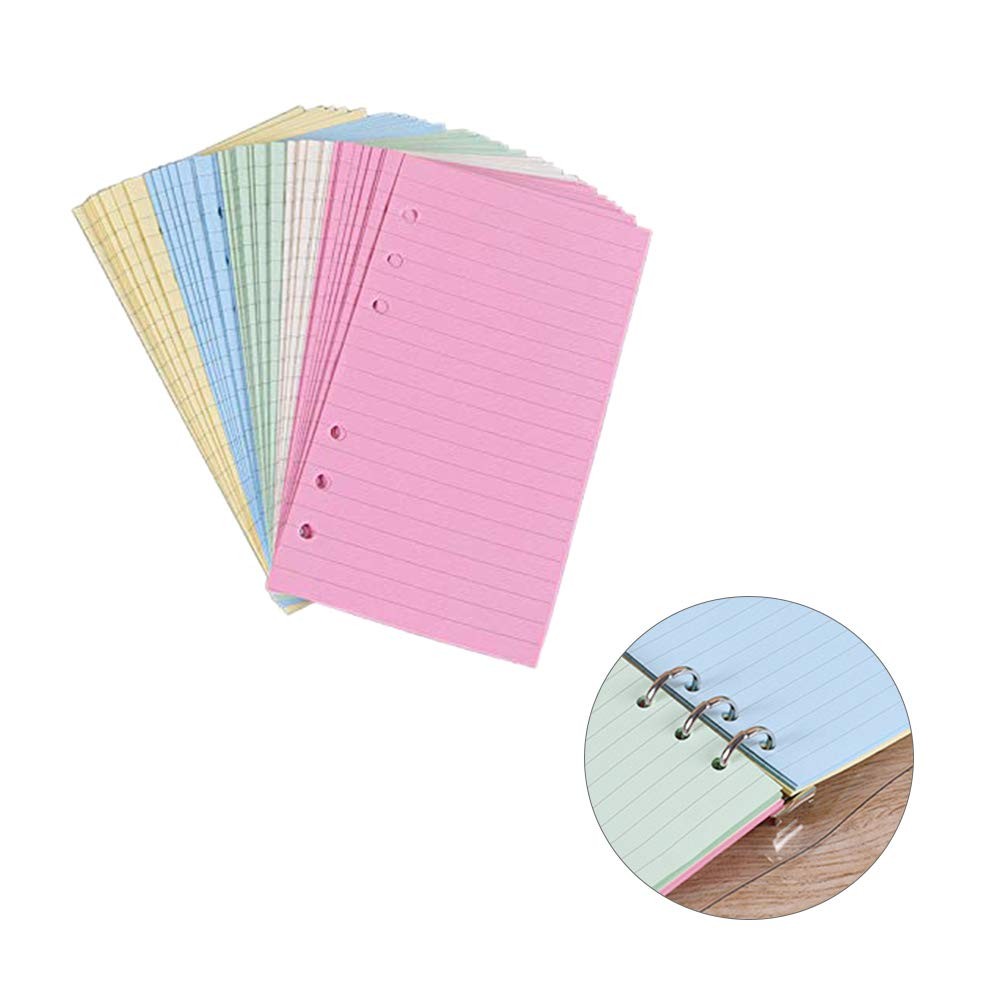 A6 Colorful 6-Hole Loose Leaf Paper Refills 50 17.2*9.5cm, Assorted Color