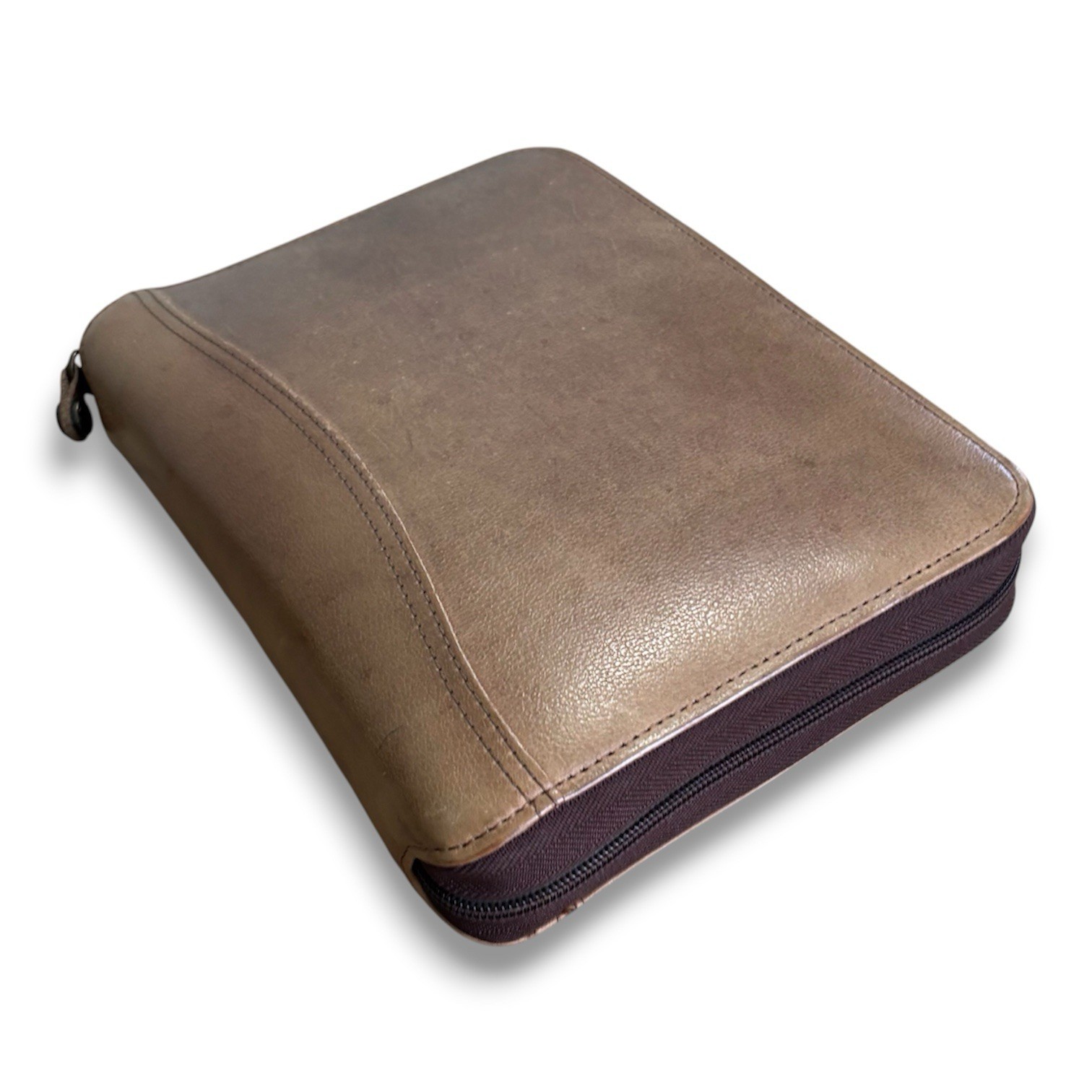 Vintage Franklin Covey 7 Ring Full Grain Italian Leather Classic Brown Planner