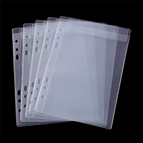 10 Pack A5 Size Plastic Binder Pockets,6 Holes Waterproof PVC Folders Loose L…