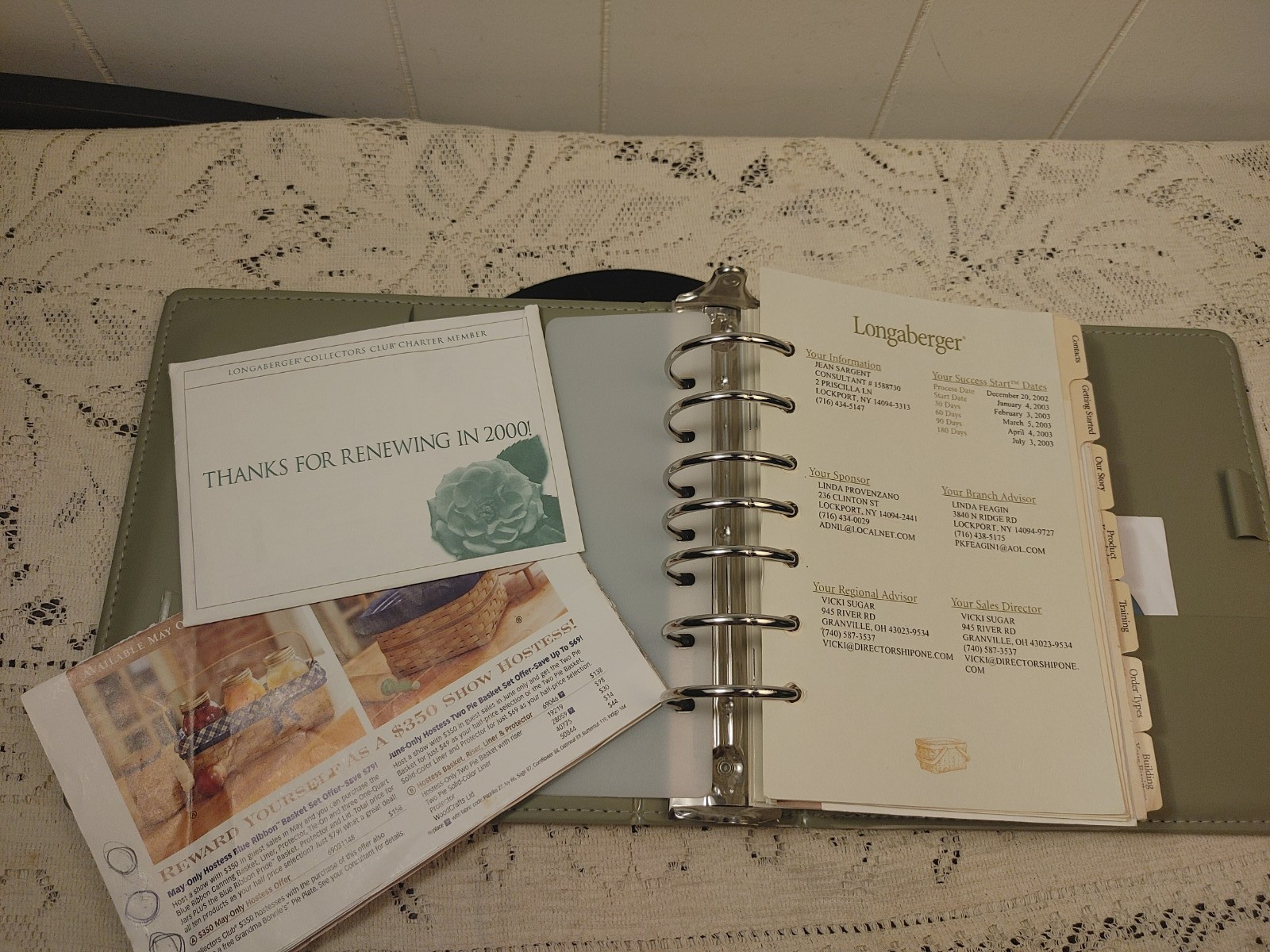 Vintage Longaberger 7-Ring Business Planner Binder Organizer Portfolio (Green)