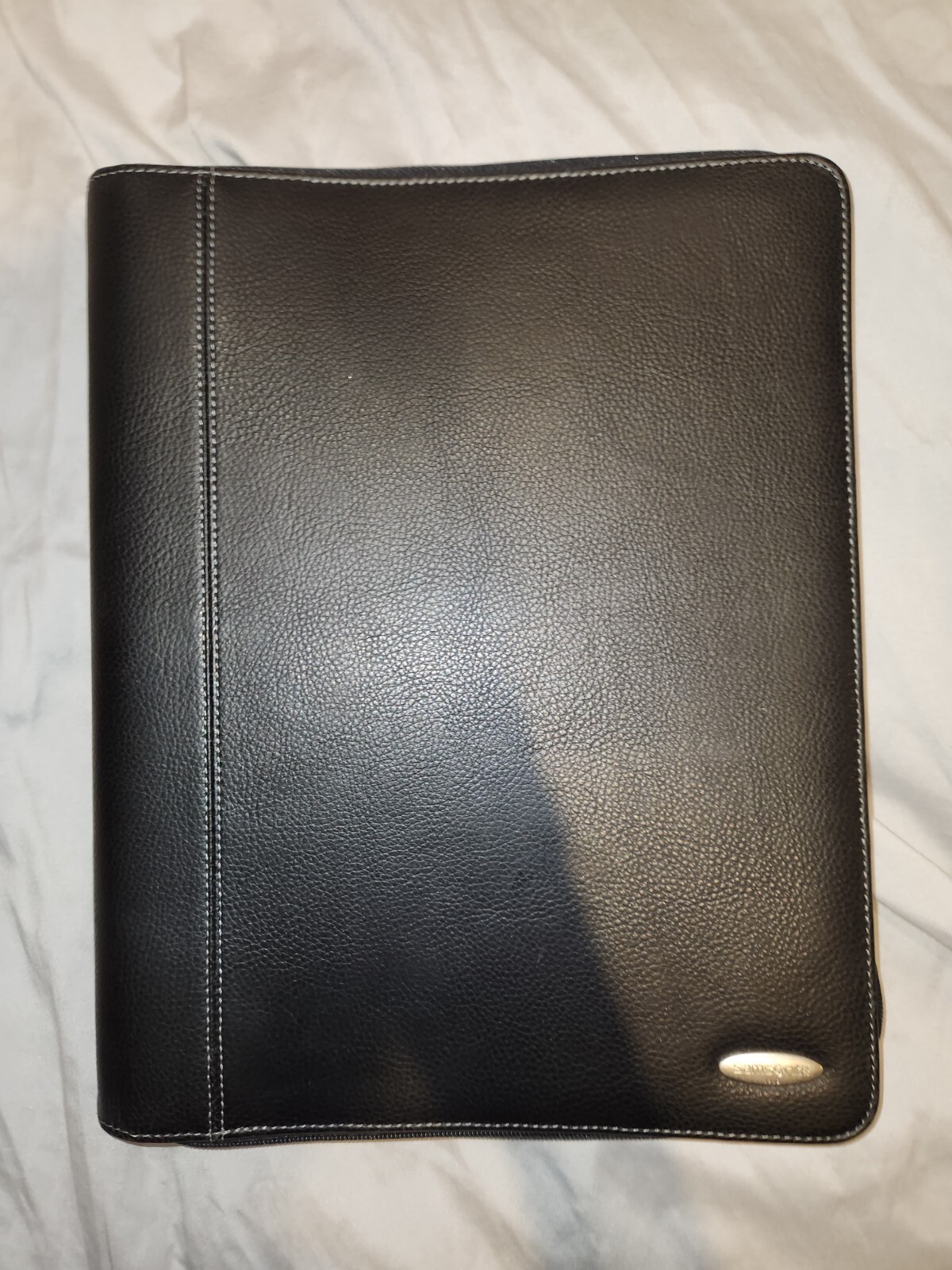 Samsonite Bi-Fold Writing Note Pad Folio CALCULATOR Black Faux Leather Portfolio