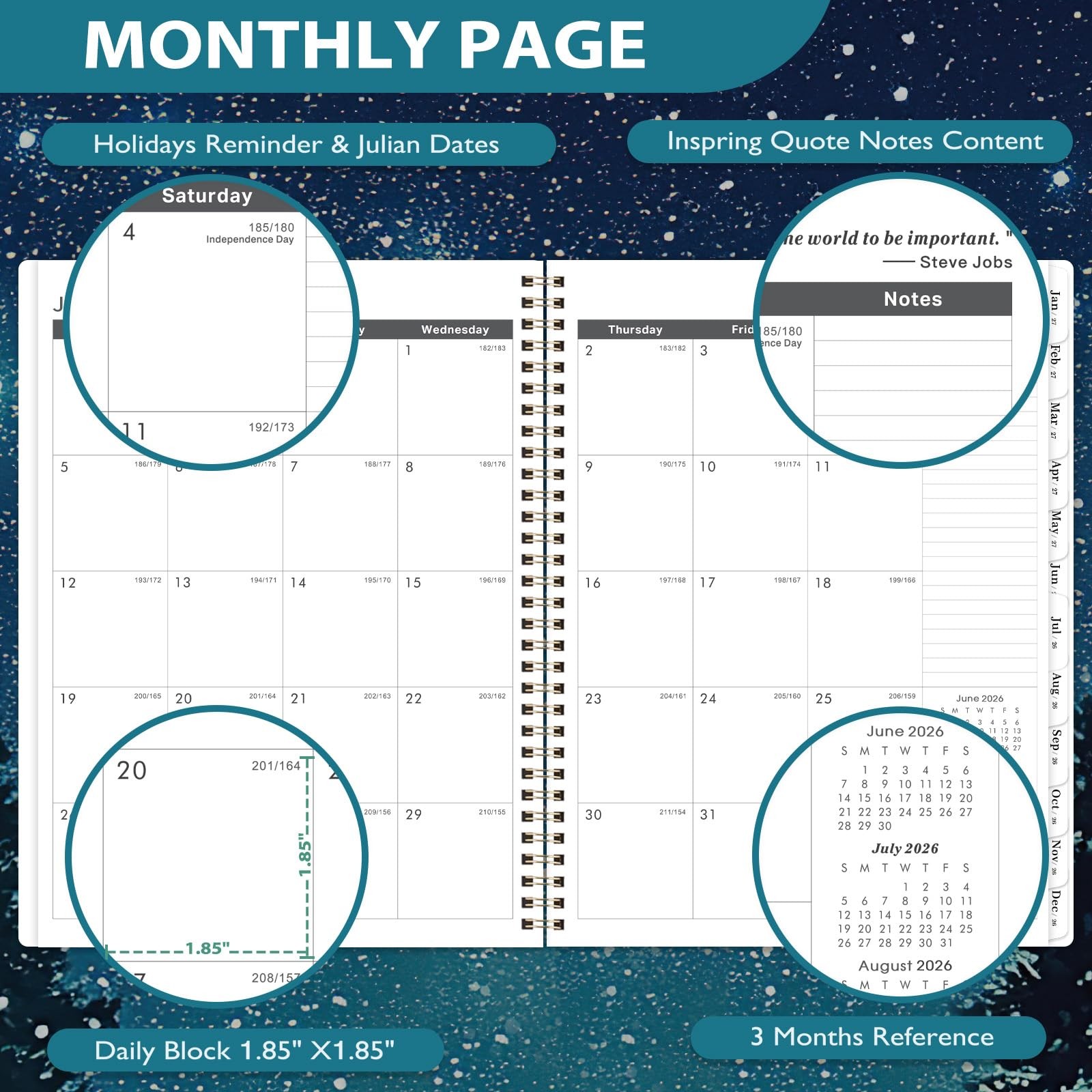 Monthly Planner 2026-2028 – 2 Year 2026-2028, 9″ x 11″, Blue
