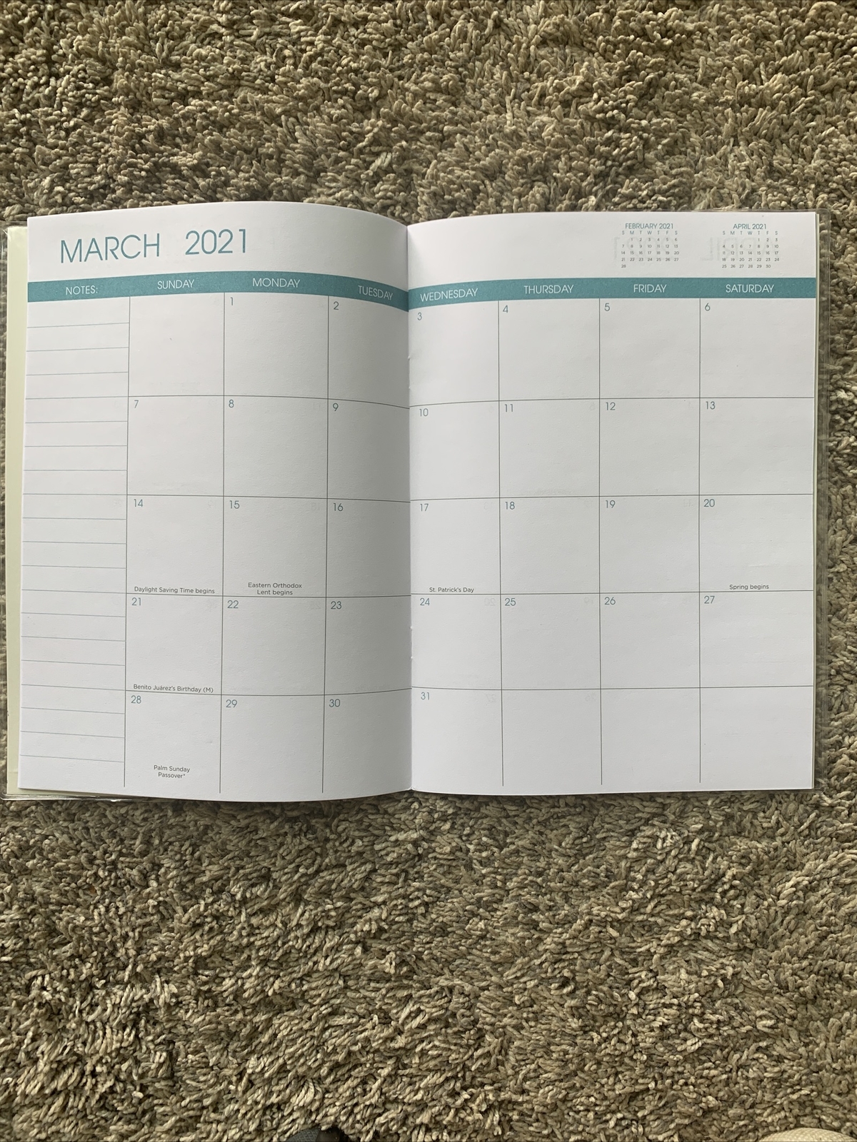 NEW 2021 Monthly Planner Jan – Dec Planner Directory Ocean Blue Colors 32 Pages