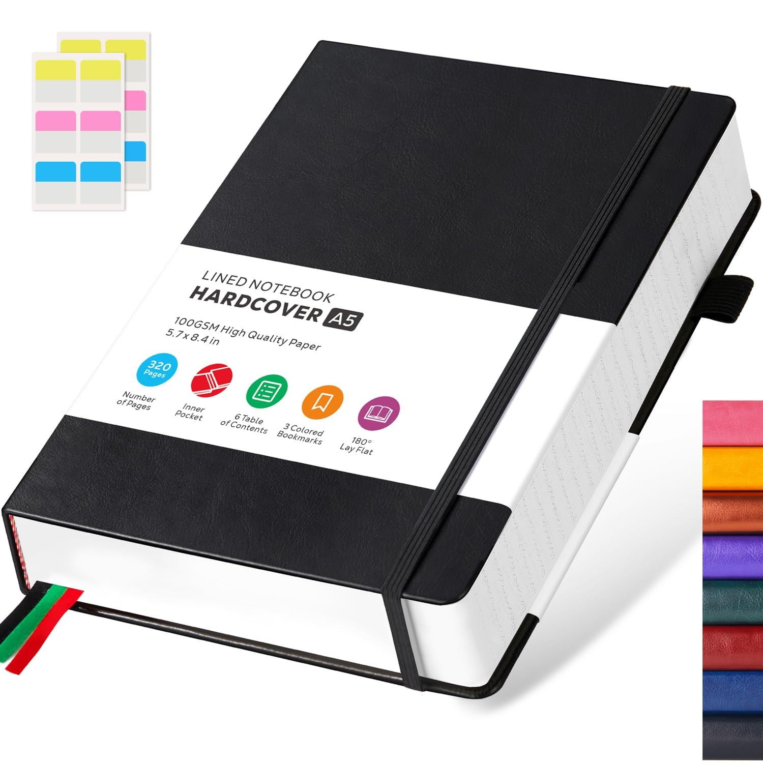 Hardcover Lined Notebook Journal for Writing, 320 Pages Leather Thick College