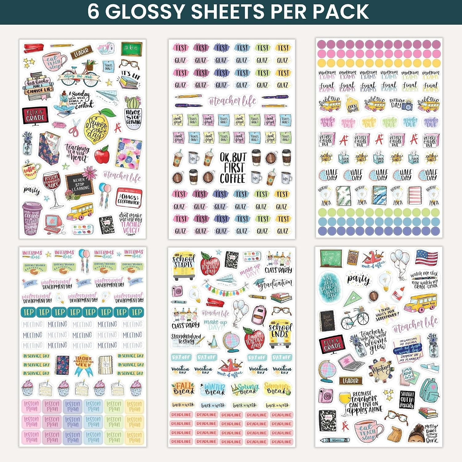 Vintage Teacher Planner Stickers – School Themed Planning Stickers for Teachers,