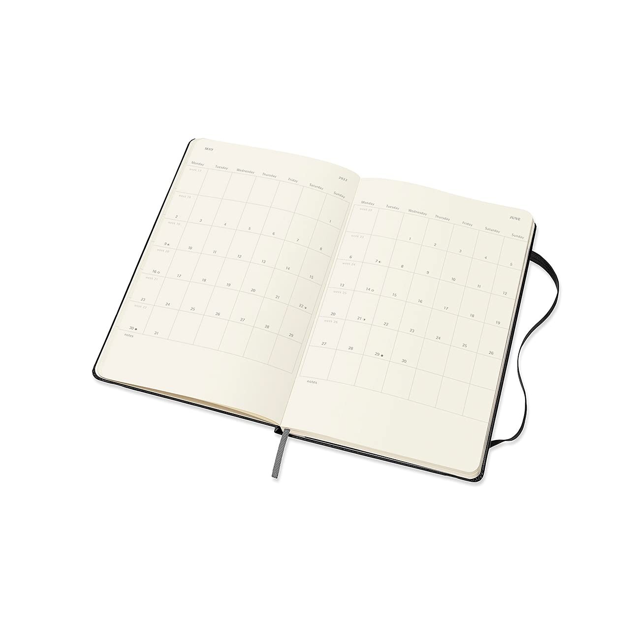 2022 Weekly Horizontal Planner, 12M, Large, Black, Hard Cover (5 x 8.25)