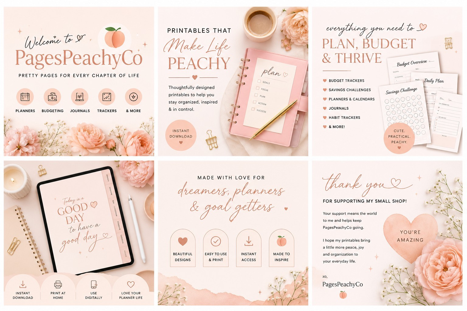 PagesPeachyCo Summer Planner 2024 US Letter Printable PDF Weekly/Daily 25pg