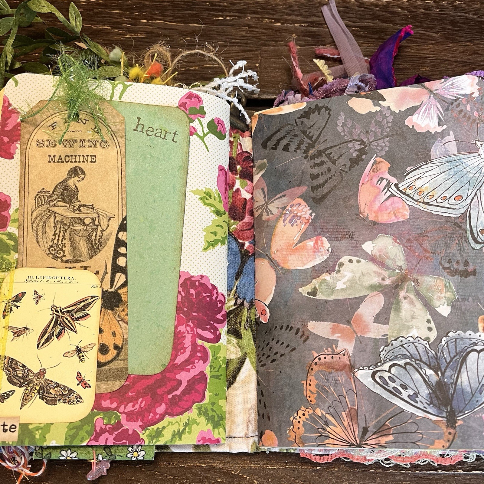 Butterfly Junk Journal Faith Floral Nature Flowers Softcover Decorated 3 Sig