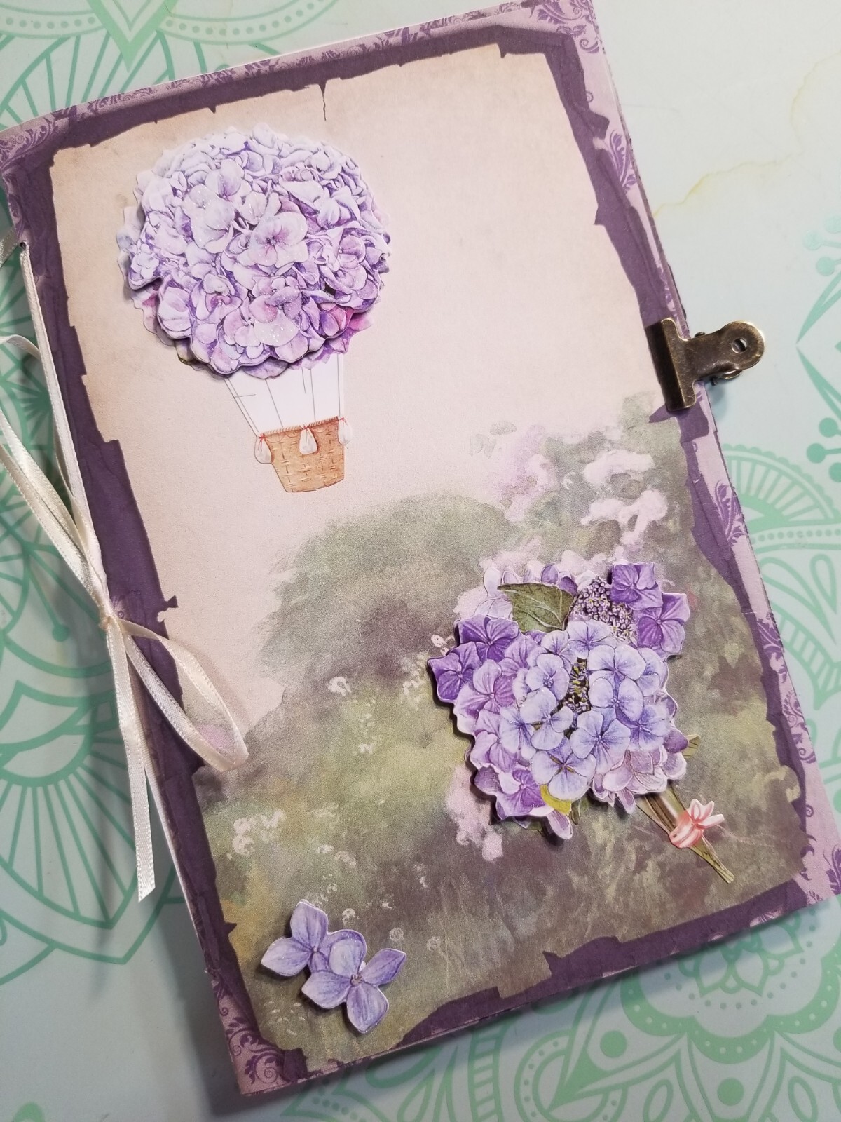 Junk Journal Booklet “LILAC & LAVENDER” HANDMADE Pockets, Cards, Tags, Ephemera