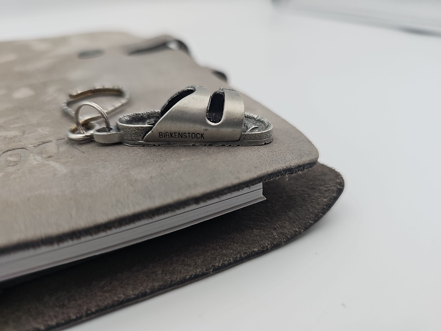 Birenstock Grey Leather Planner/Paper/Journal 9 1/2″x7″ Refillable And Keychain
