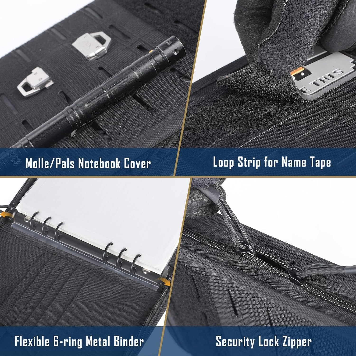 All-In-One Tactical Notebook Padfolio Binder, Detachable A5 6-Ring Binder & 80 R
