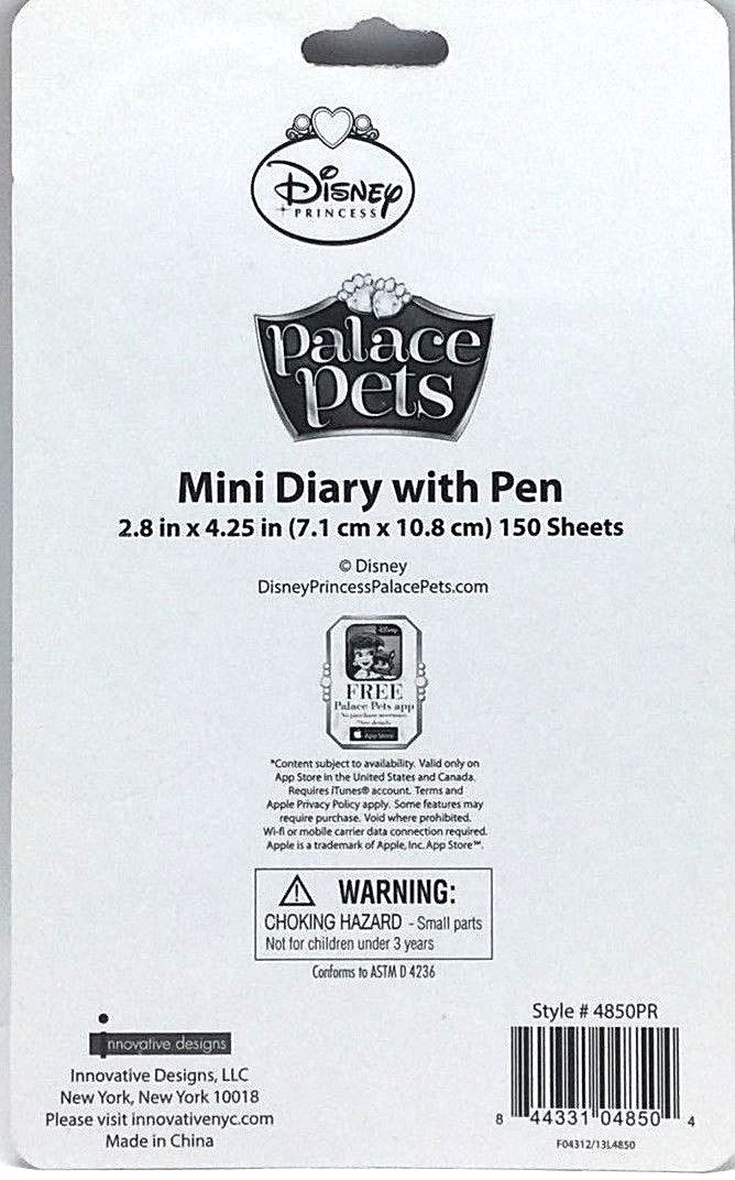 Disney Princess Palace Pets MIni Diary and Marabou Pen Lock & Key Set 150 Sheets