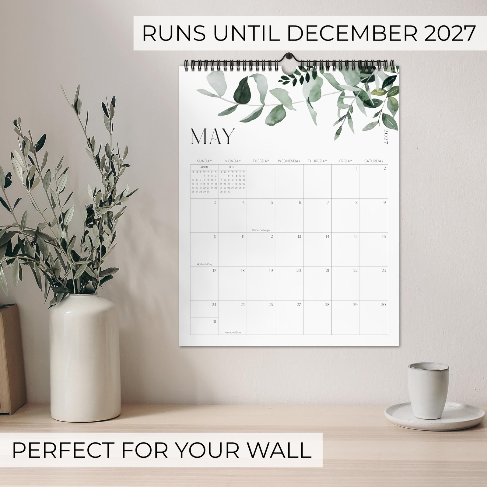 Aesthetic 2026-2027 Wall Calendar – Runs From June 2026 Until December 2027