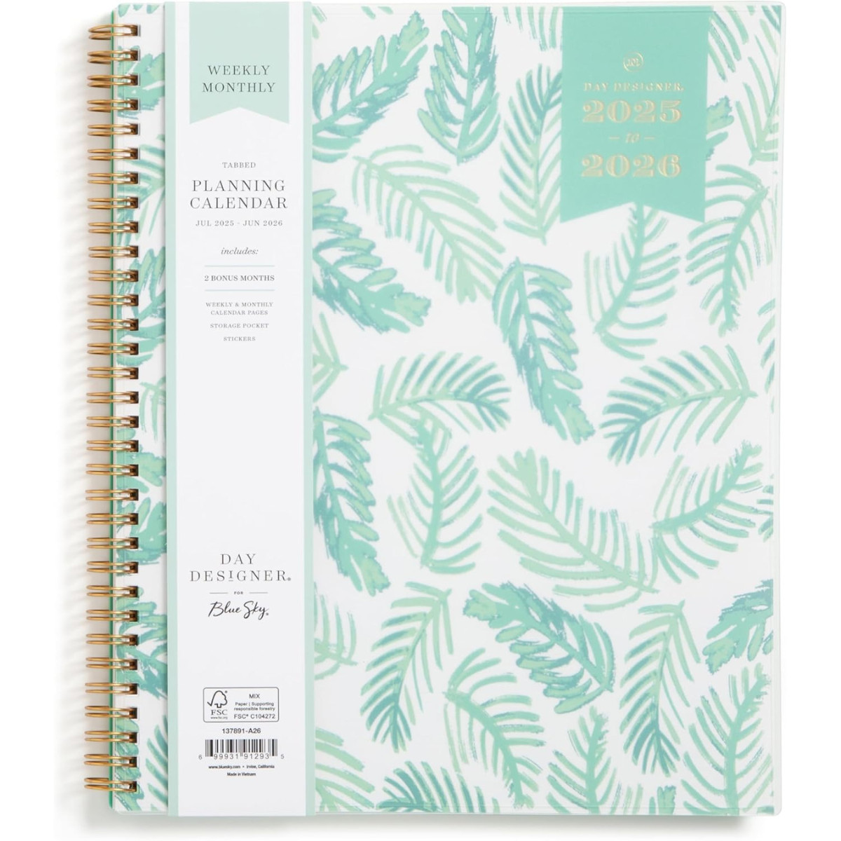 Blue Sky 2025-2026 Academic Planner Weekly Monthly Calendar 8.5″x11″ Palms USA
