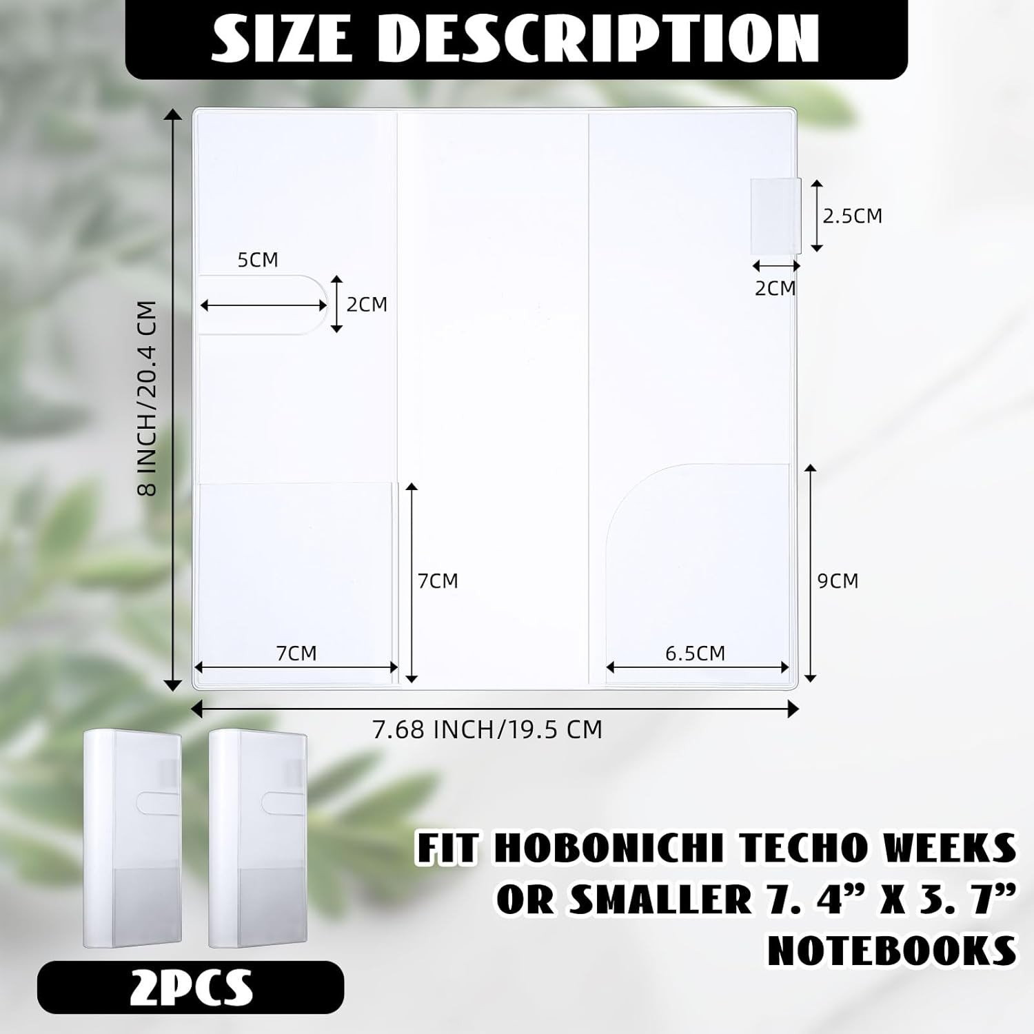 2 Pcs Clear Plastic Weeks Planner Cover Protector PVC Notebook Sleeves 8.03×7.78
