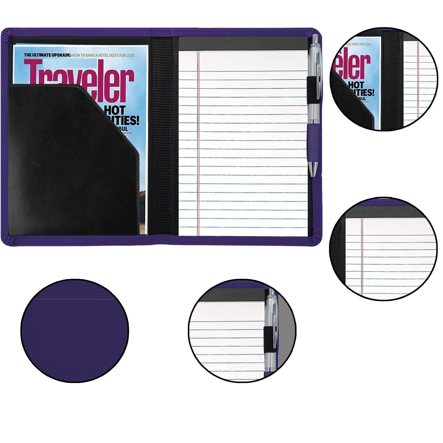 Padfolio Binder A5 Document Organizer with Refillable Lined Notepad