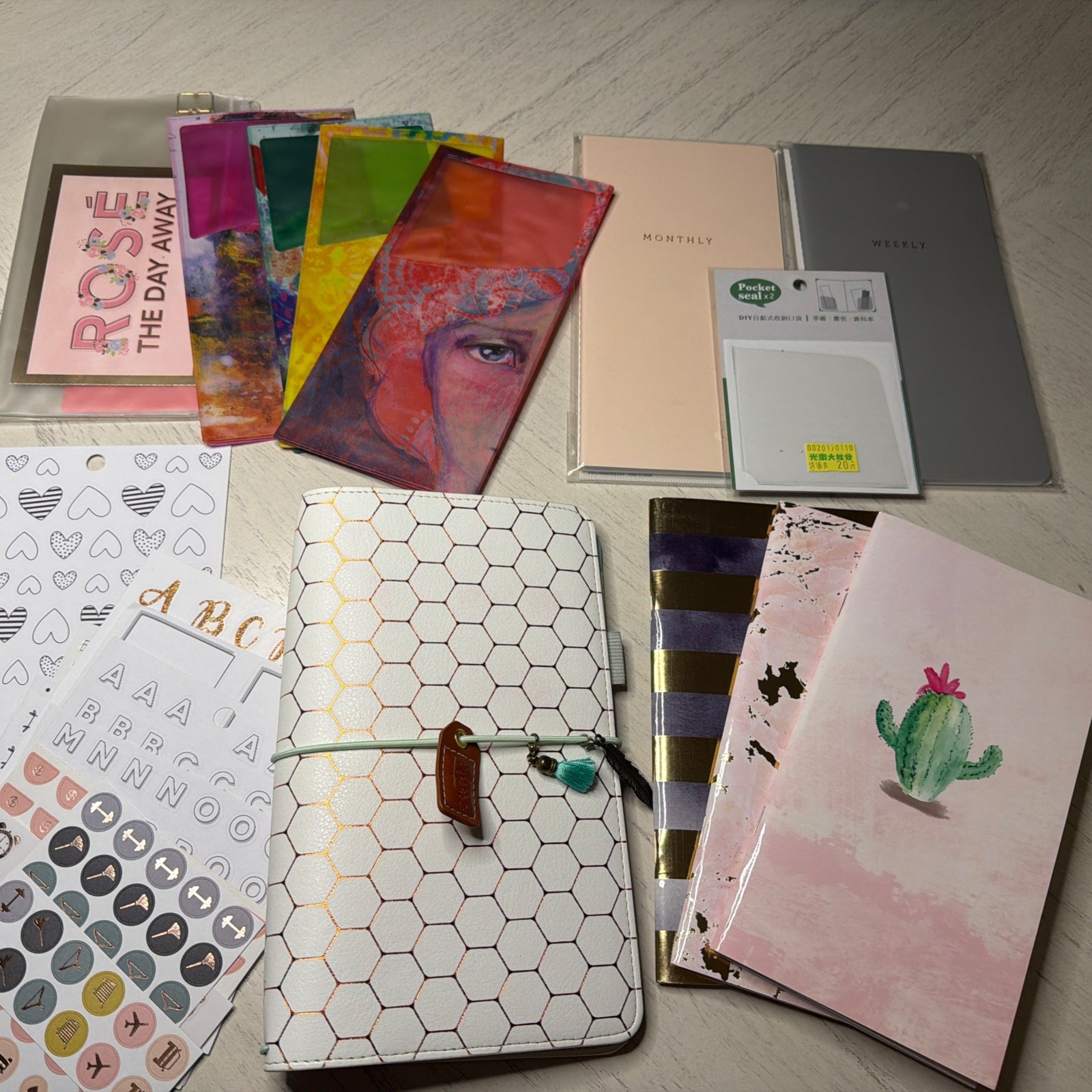 Webster Pages White Copper Hexagon Tn Inserts Stickers + Mystery Gifts Traveler
