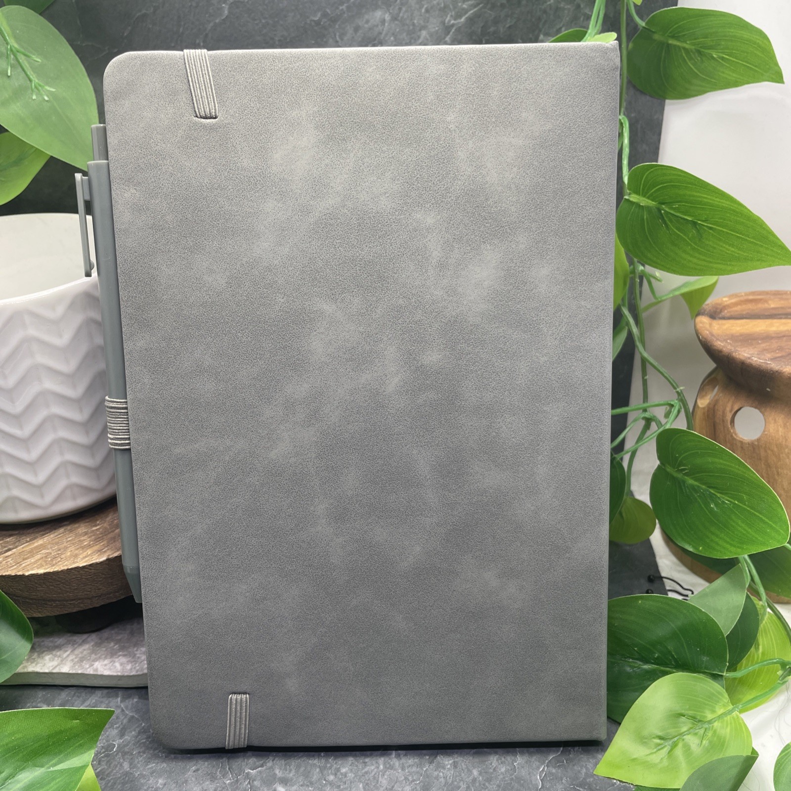 2 PC Leather Journal & Pen Set Lined 200 Pages 8×5″ Floral New Free Ship Grey