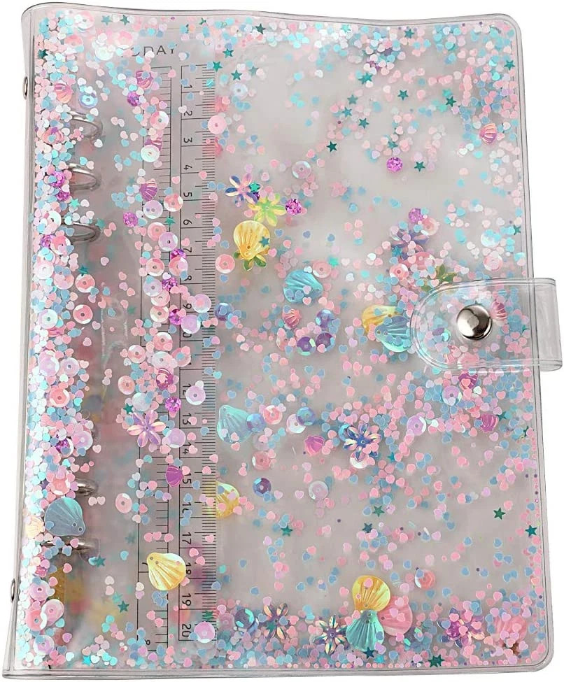A5 6-Ring Loose Leaf Binder Cover PVC Glitter A5 Planner Cover Notebook Binder R