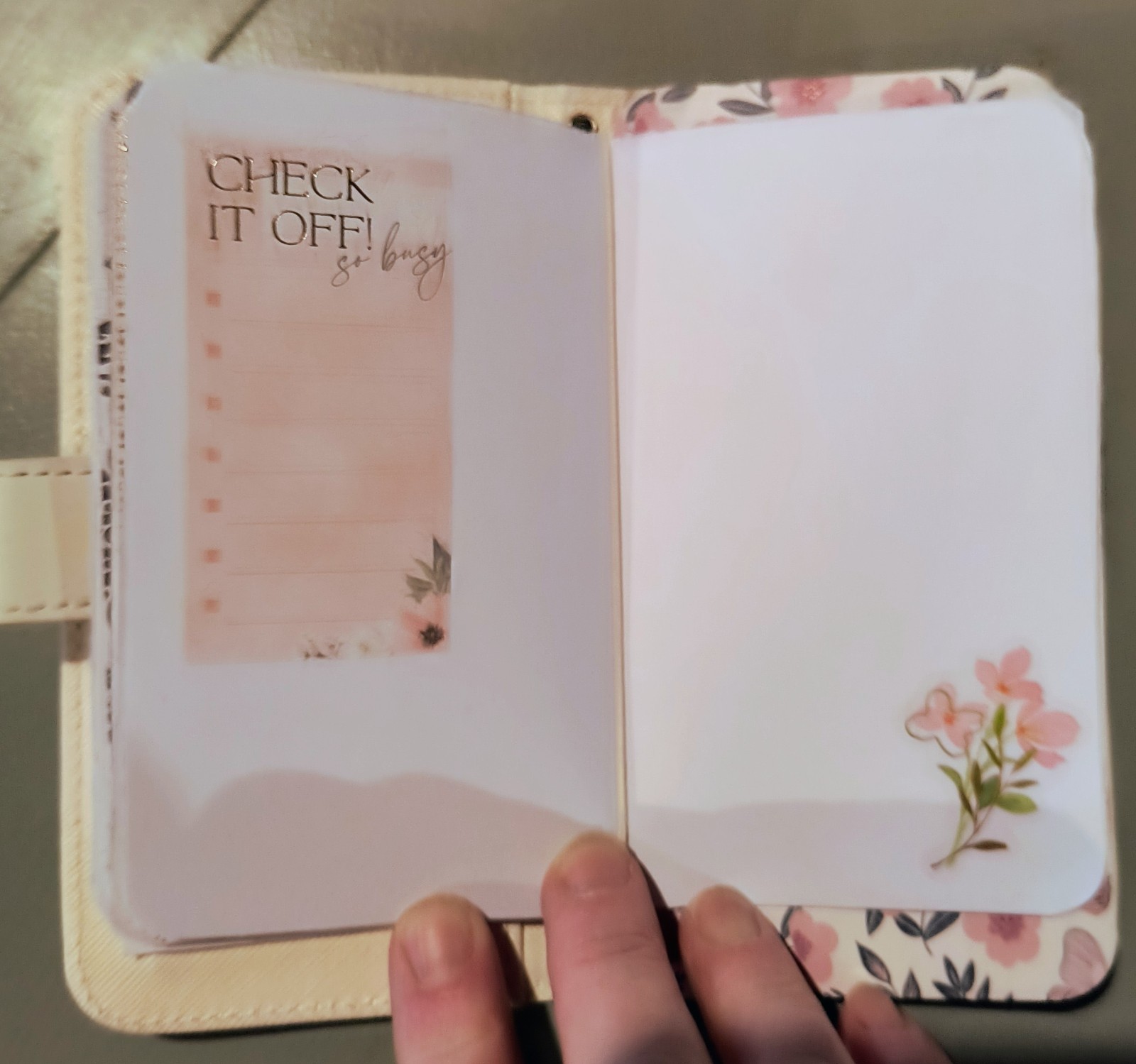 small upcycled phone case junk journal white religious theme with pen