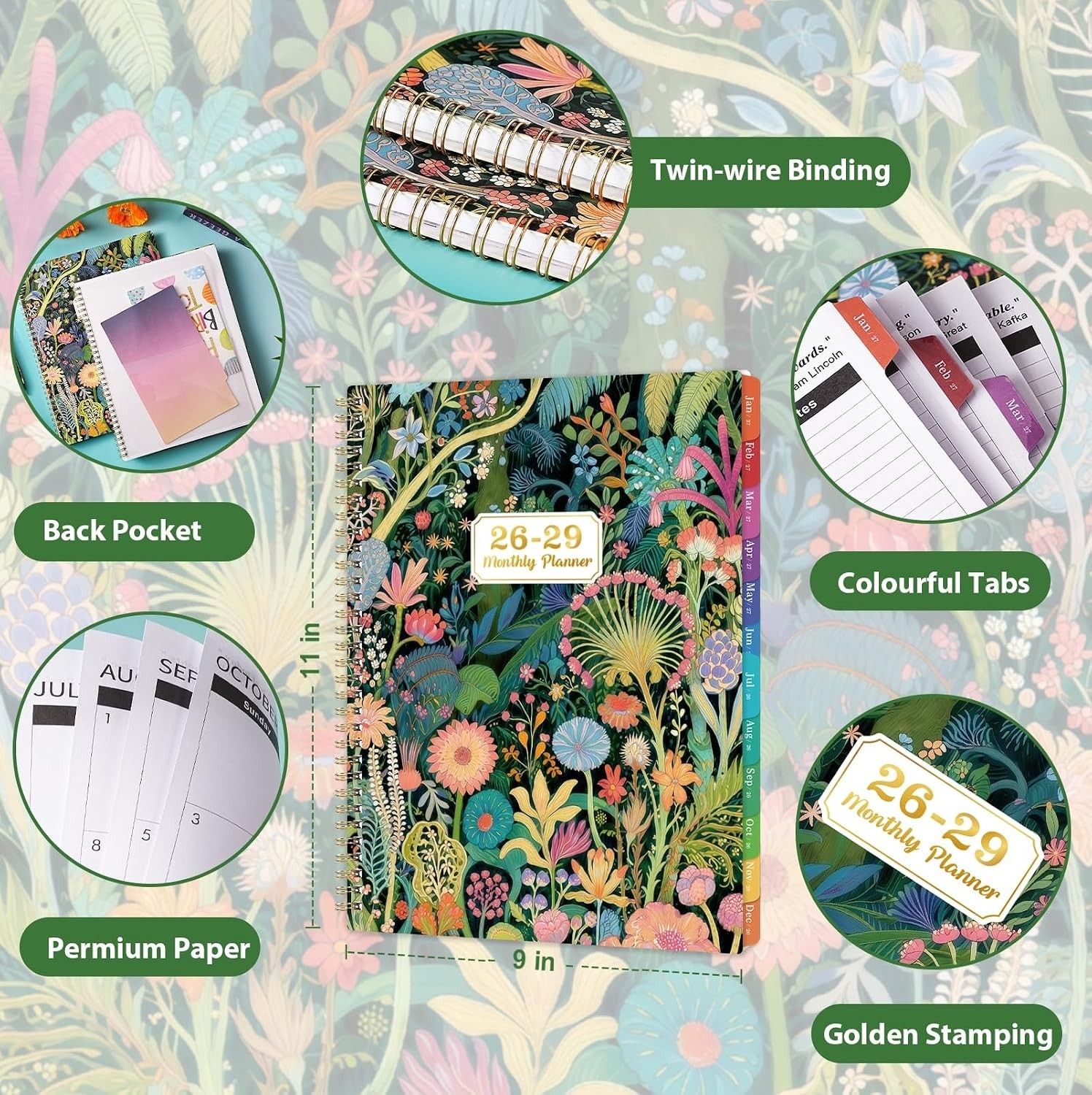 2026-2029 Monthly Planner – 3 Year Planner 2026-2029, Jul. 2026 – Jun. 2029, 9″