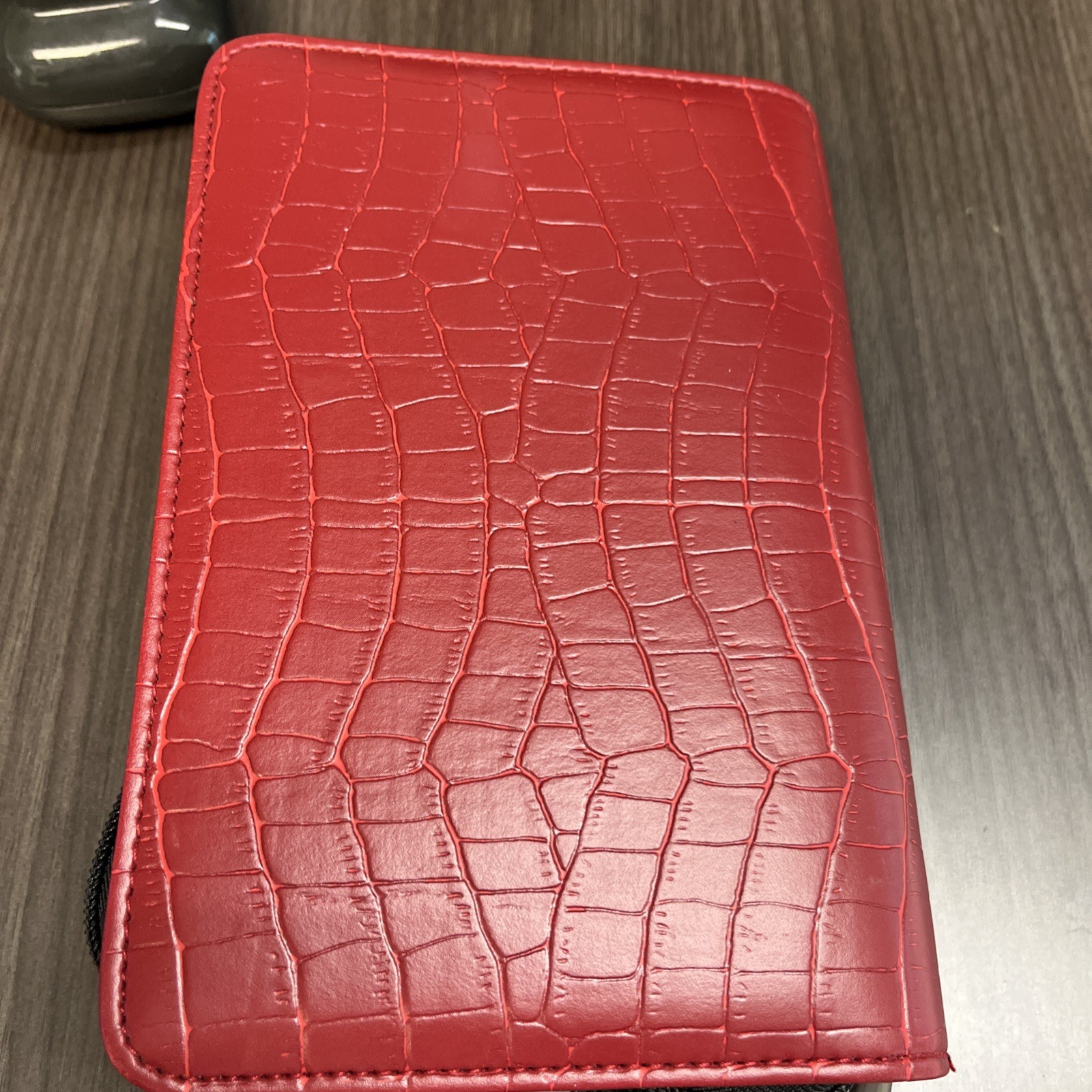 Day Runner Burgundy/Red Faux Croc Zip Planner Binder Organizer Wallet 6 Ring Vtg