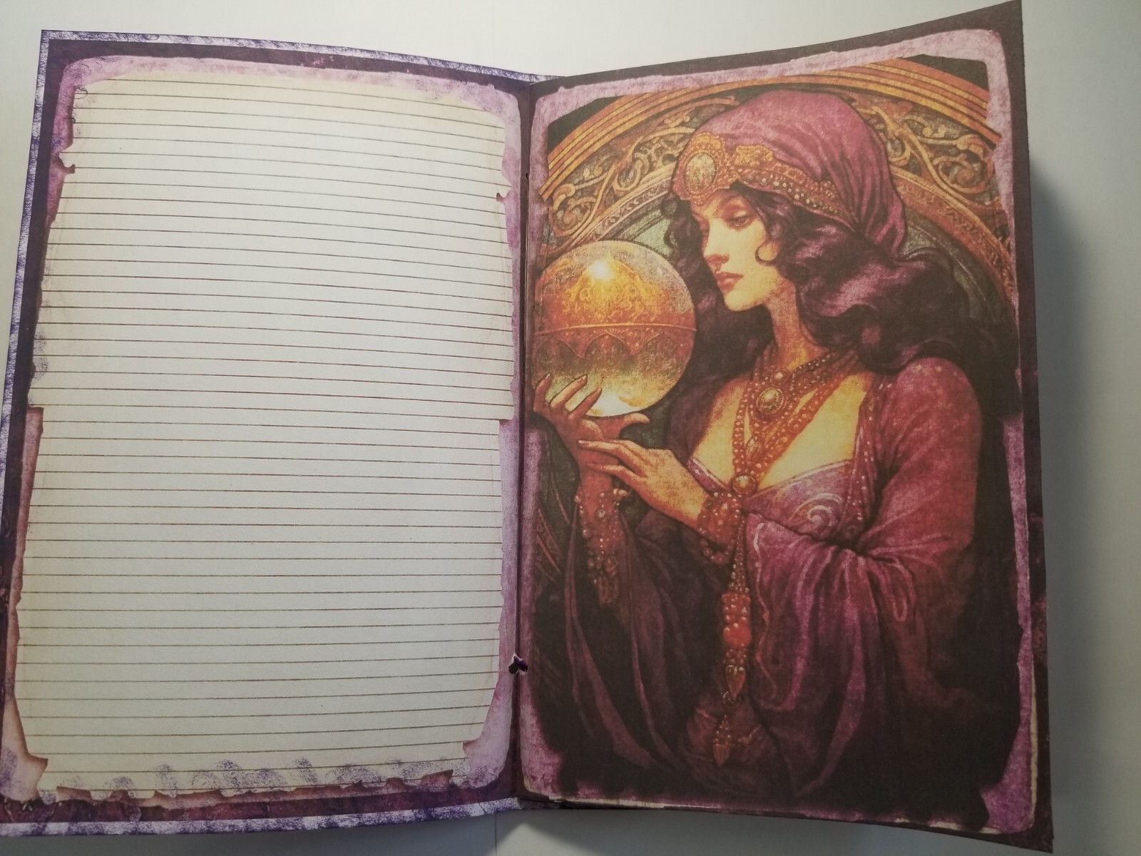 Junk Journal BLANK Booklet “FORTUNE TELLER”, LARGE 6″x9″ 40pg PSYCHIC, TAROT