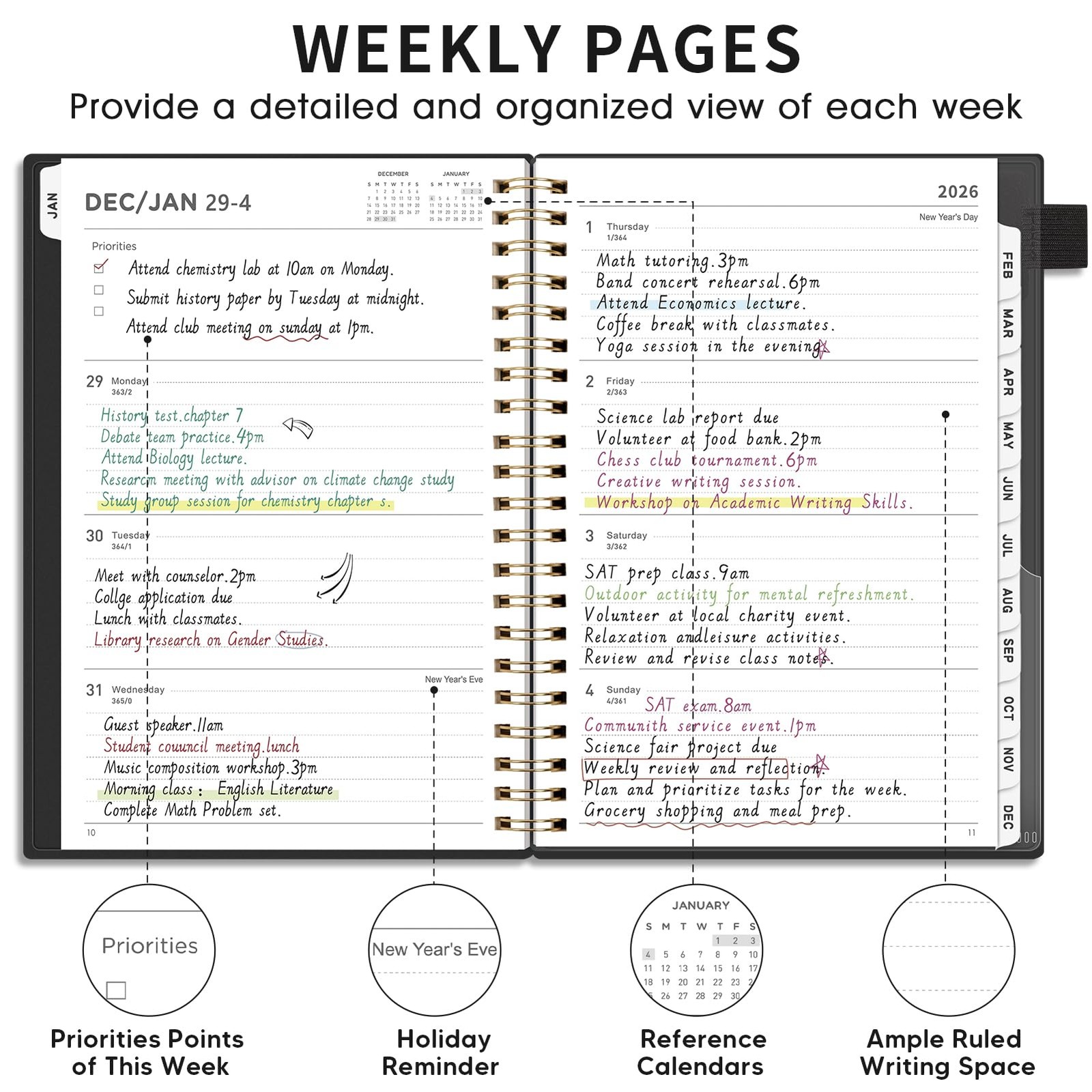 2026 Planner, Weekly and Monthly Planner, Large Size 8.5″ x 11″, 2026 Calenda…