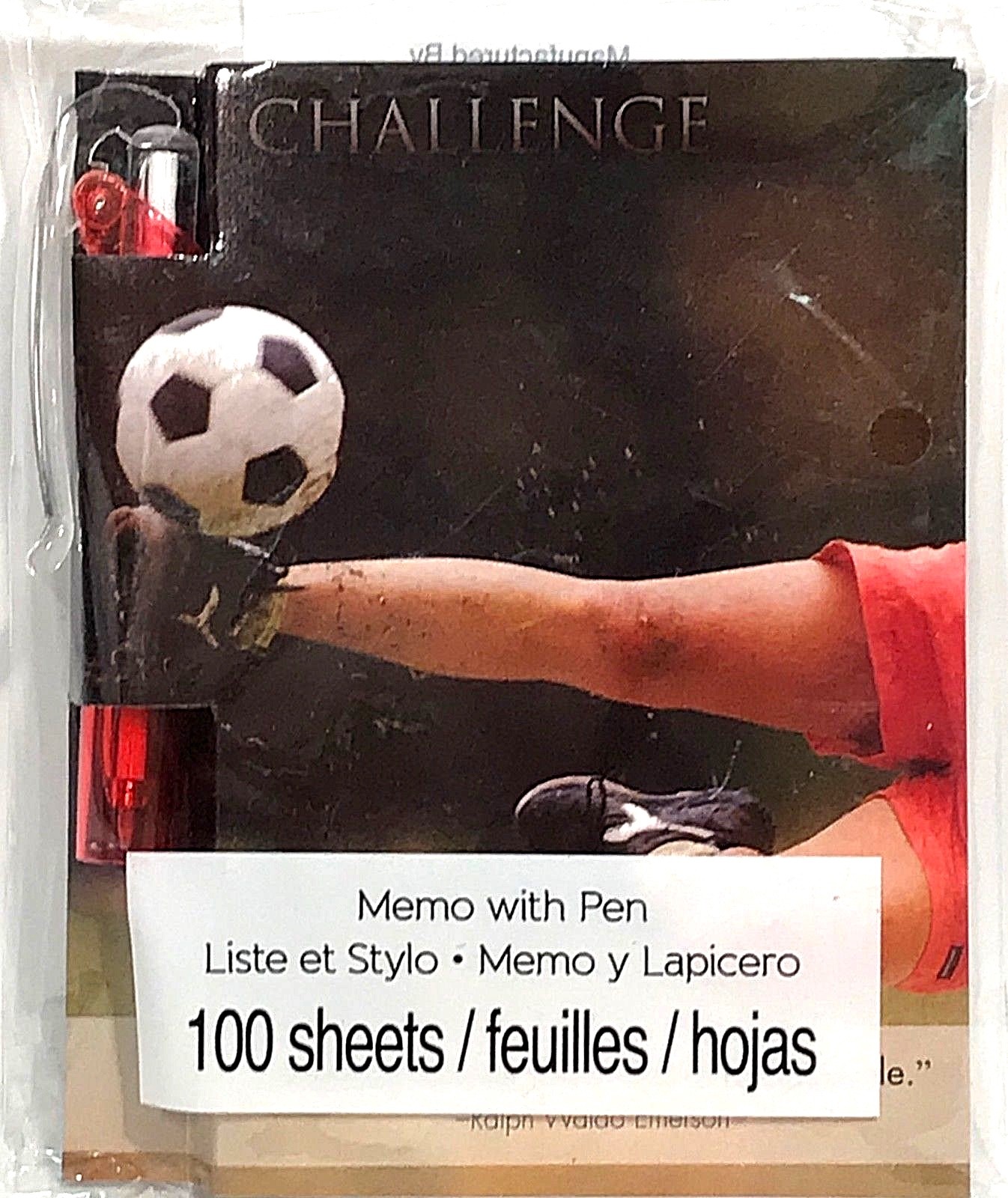 CHALLENGE MEMO JOURNAL SKETCHBOOK w/PEN 3.5″x4.5″ Inspiration Motivation SOCCER