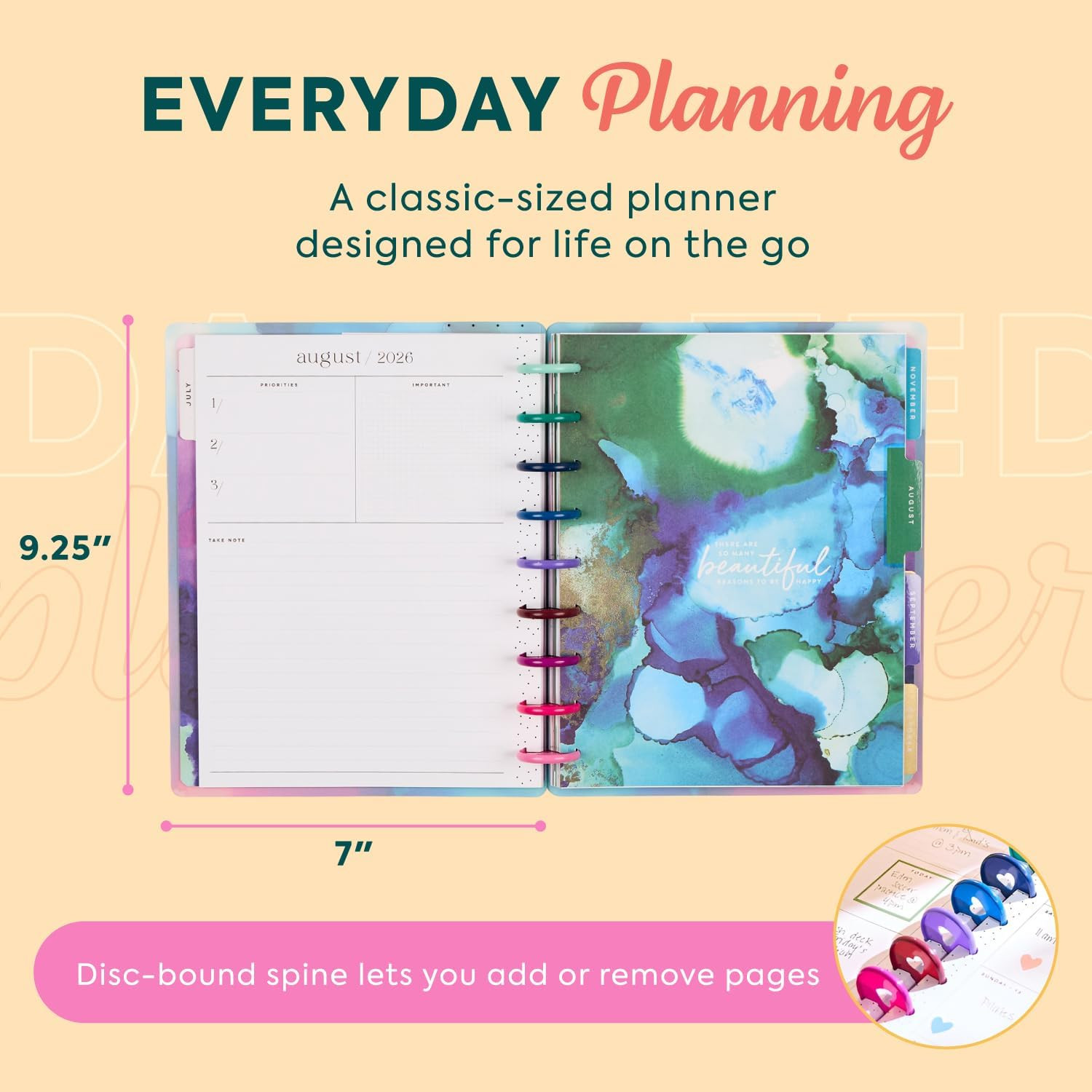 2026 2027 Disc Bound Planner July June Classic Size Horizontal Layout Organizer