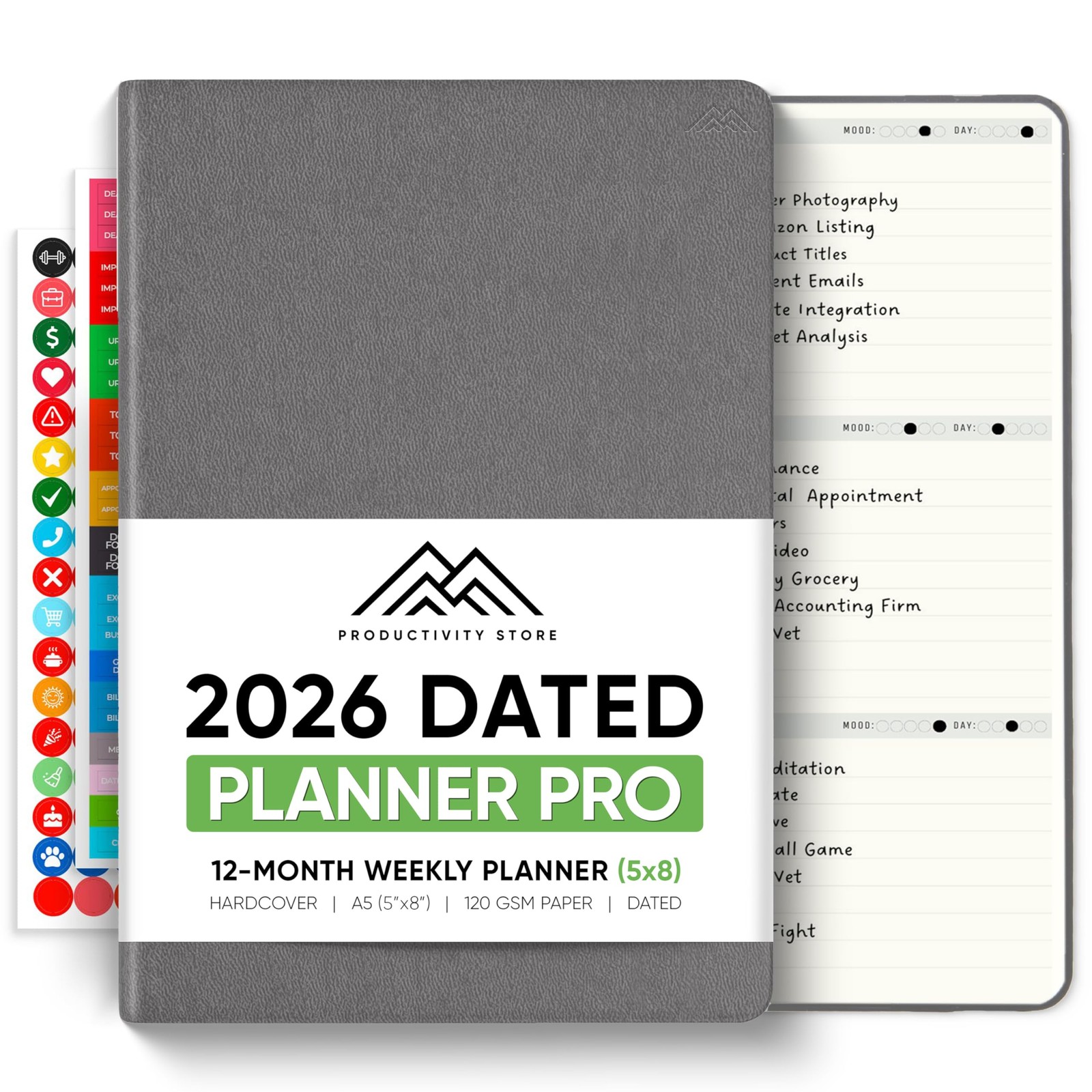 Dated, 2026 Planner, 5.8” x 8.3” – The #1 2026 Dated 5 x 8 (A5), Grey