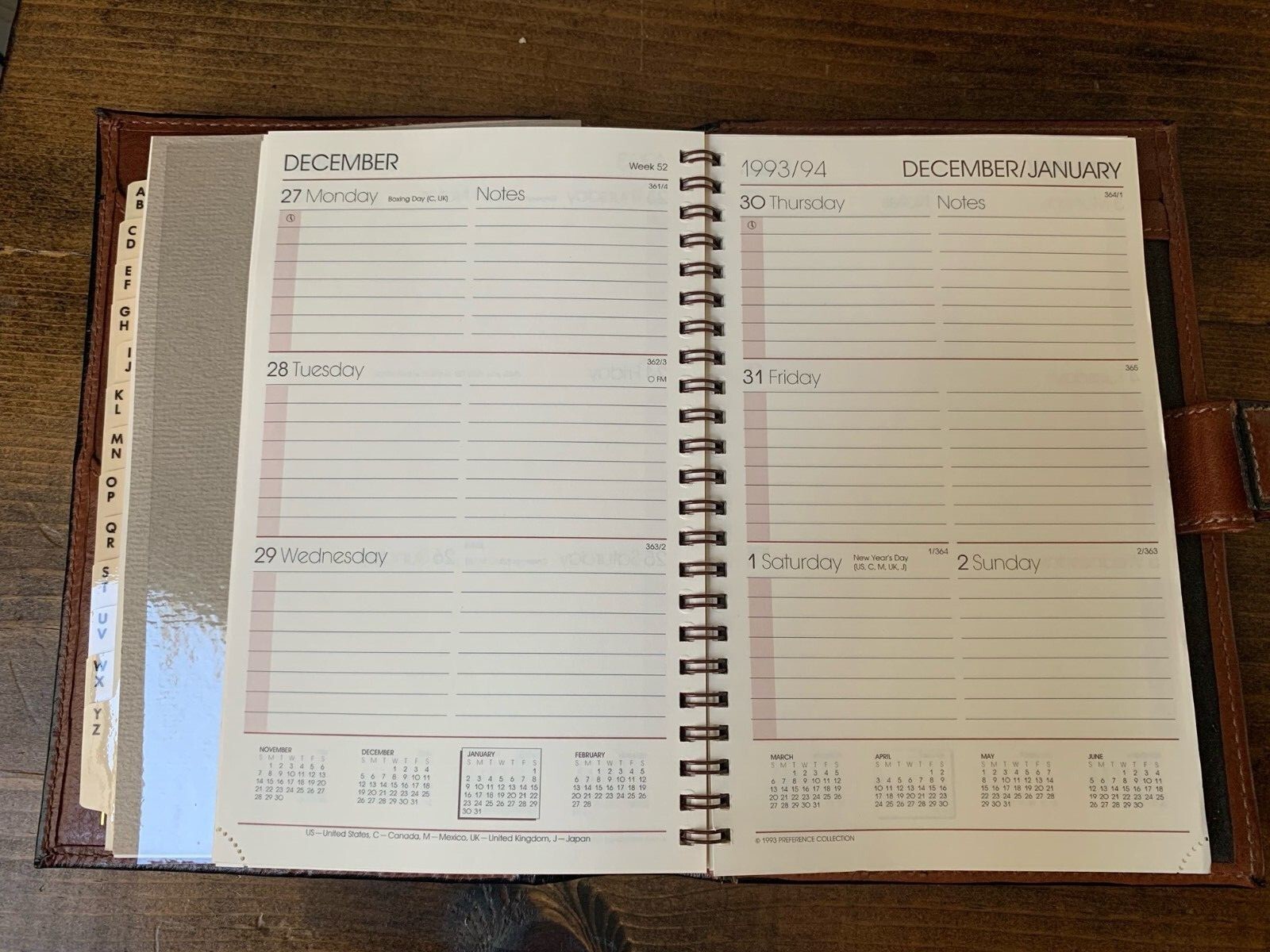 Vintage Tumi Desk Agenda Planner Organizer Brown Leather Stitched