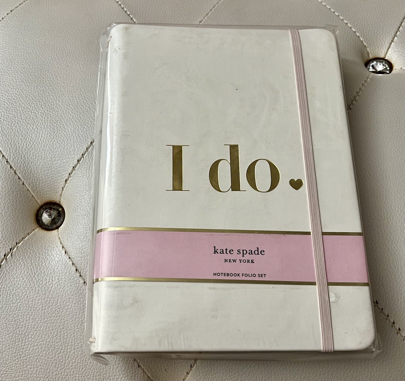 NEW Kate Spade Bridal “I Do” Pink White Gold Notebook Folio Set w/3 Notebooks
