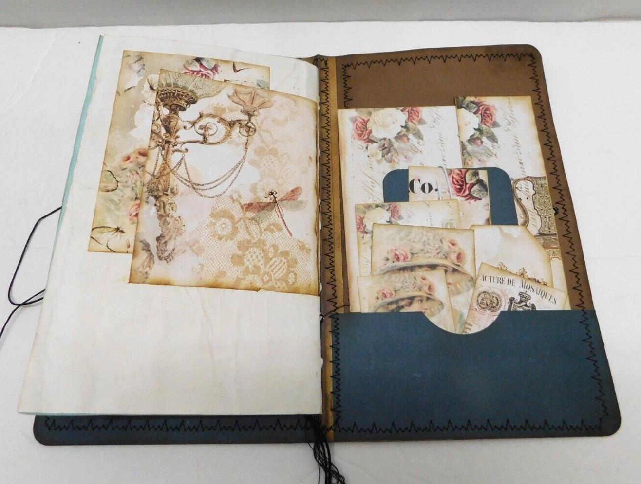 Junk Journal Handmade Blank Coffee Dyed Papers 64 Pages & Ephemera D