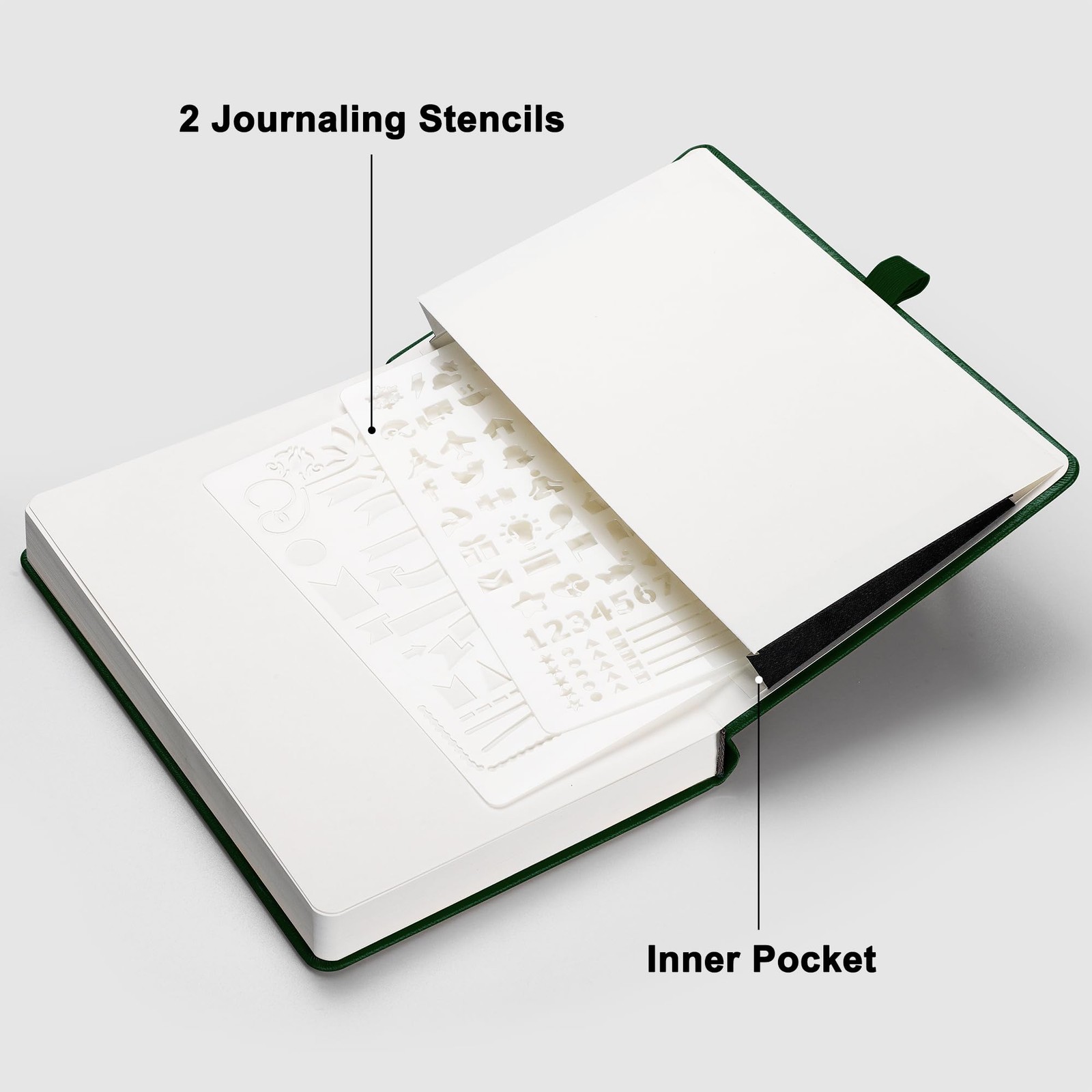 RETTACY Dotted Journal Notebook, 256 Pages, A5 Medium Size (5.7” Dark Green