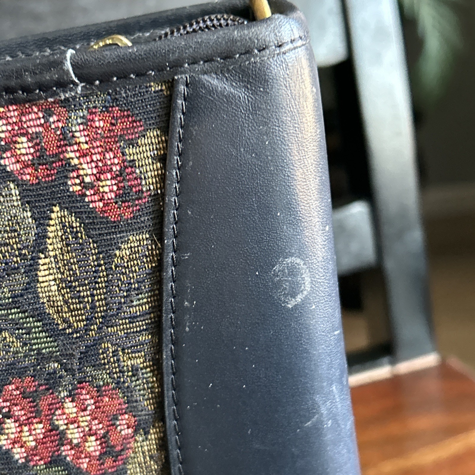 Vtg Franklin Quest Raspberry Tapestry/Leather Zip Around 7-Ring Binder USA